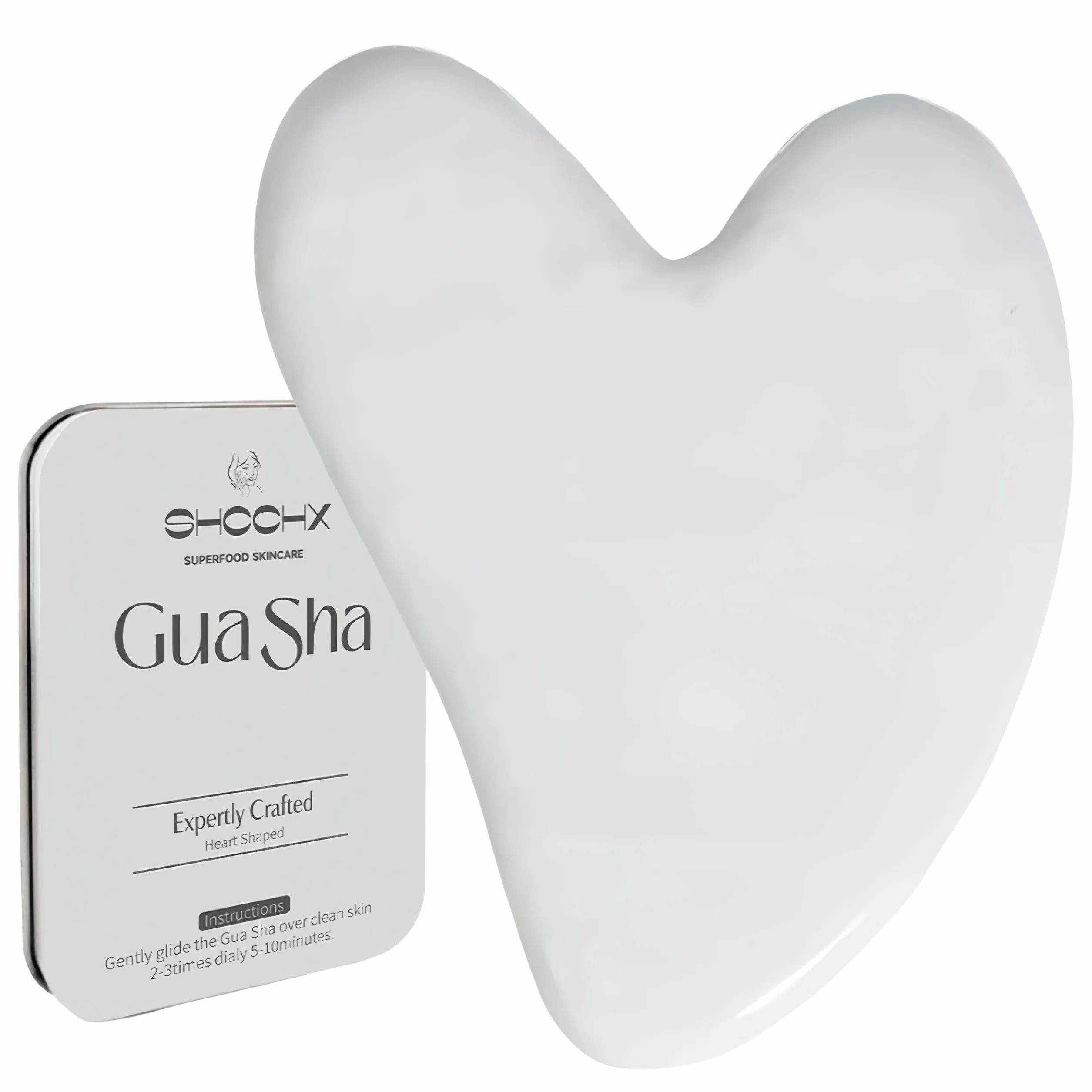 Gua Sha Narzędzie do masażu twarzy, Gua Sha, kamień jadeitowy do twarzy, szyi, pleców, ramion, nóg, oczu, prezenty SPA dla kobiet, zmniejszają obrzęki i poprawiają zmarszczki (biały)