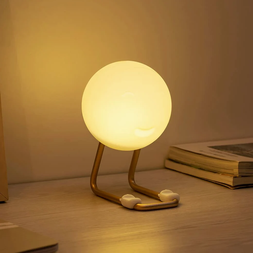 WOLONG Lampa stołowa Przenośna lampka nocna LED Okrągła lampka do czytania USB Lampka nocna Ściemniana silikonowa lampka nocna dla dzieci Lampka nocna z uchwytem na telefon komórkowy