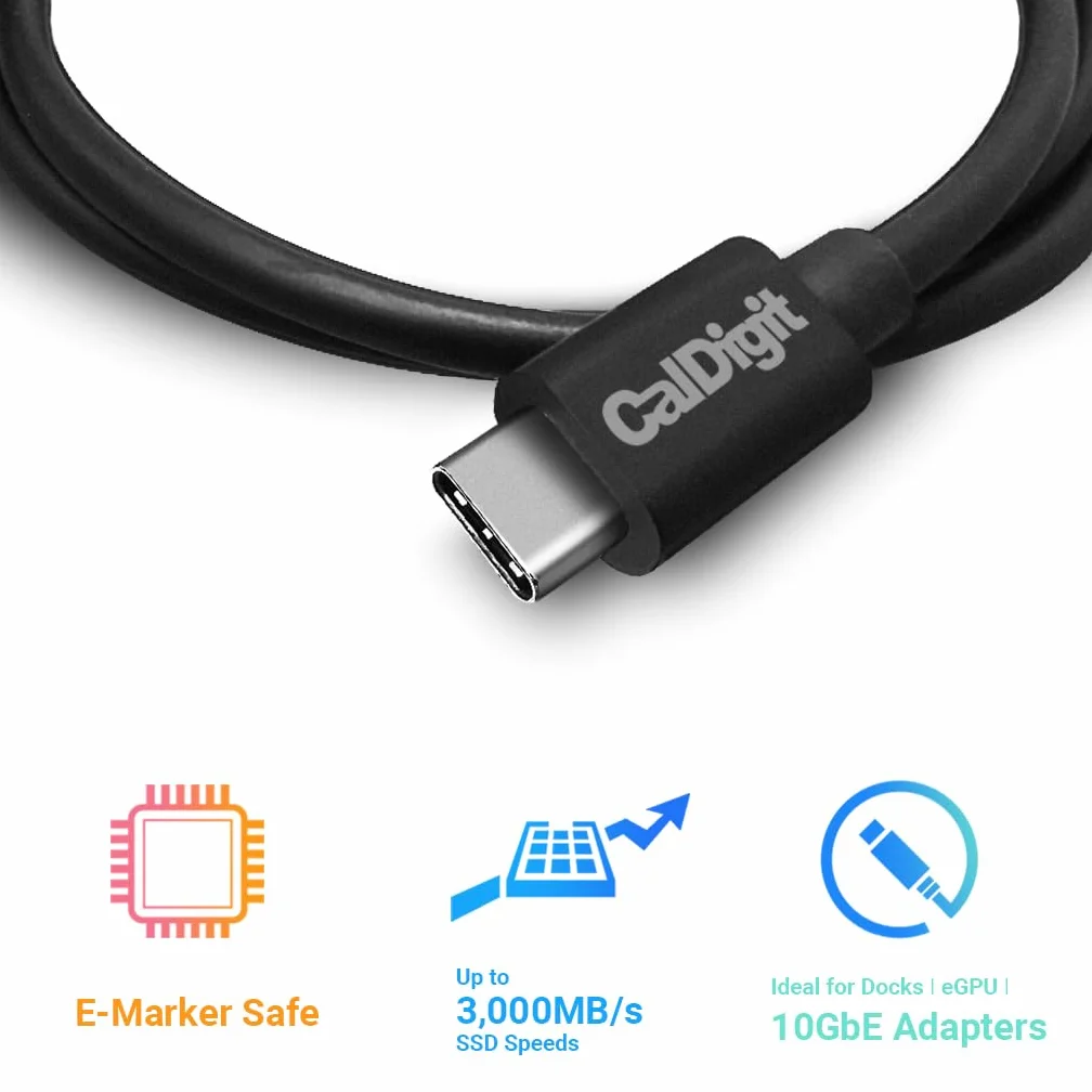 CalDigit Kabel Thunderbolt 4, obsługuje ładowanie przy mocy 100 W, 40 Gbit/s, kompatybilny z Thunderbolt 3 i USB-C, 2016+ MacBook Pro, Air, 2020+ M1 (kabel Thunderbolt 4 o długości 0,8 m i USB 4).