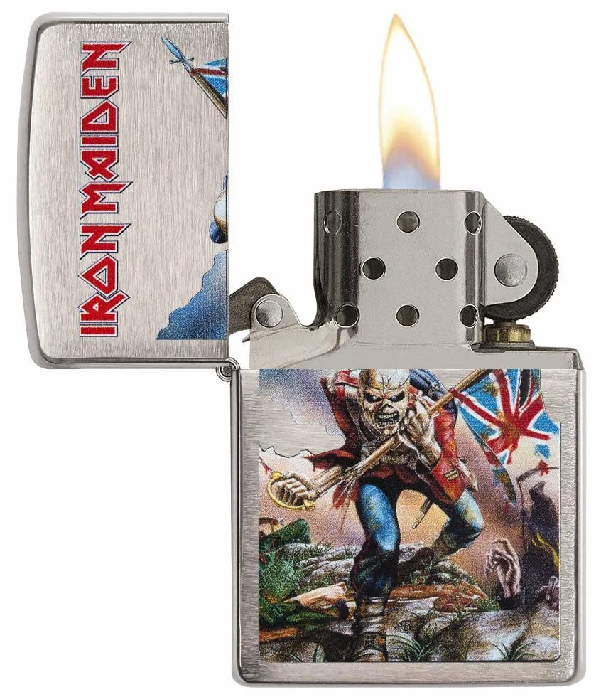 Zippo 29432 Iron Maiden-Chrome Brushed-Spring 2017 zapalniczka, srebrna, 5,8 x 3,8 x 2 cm