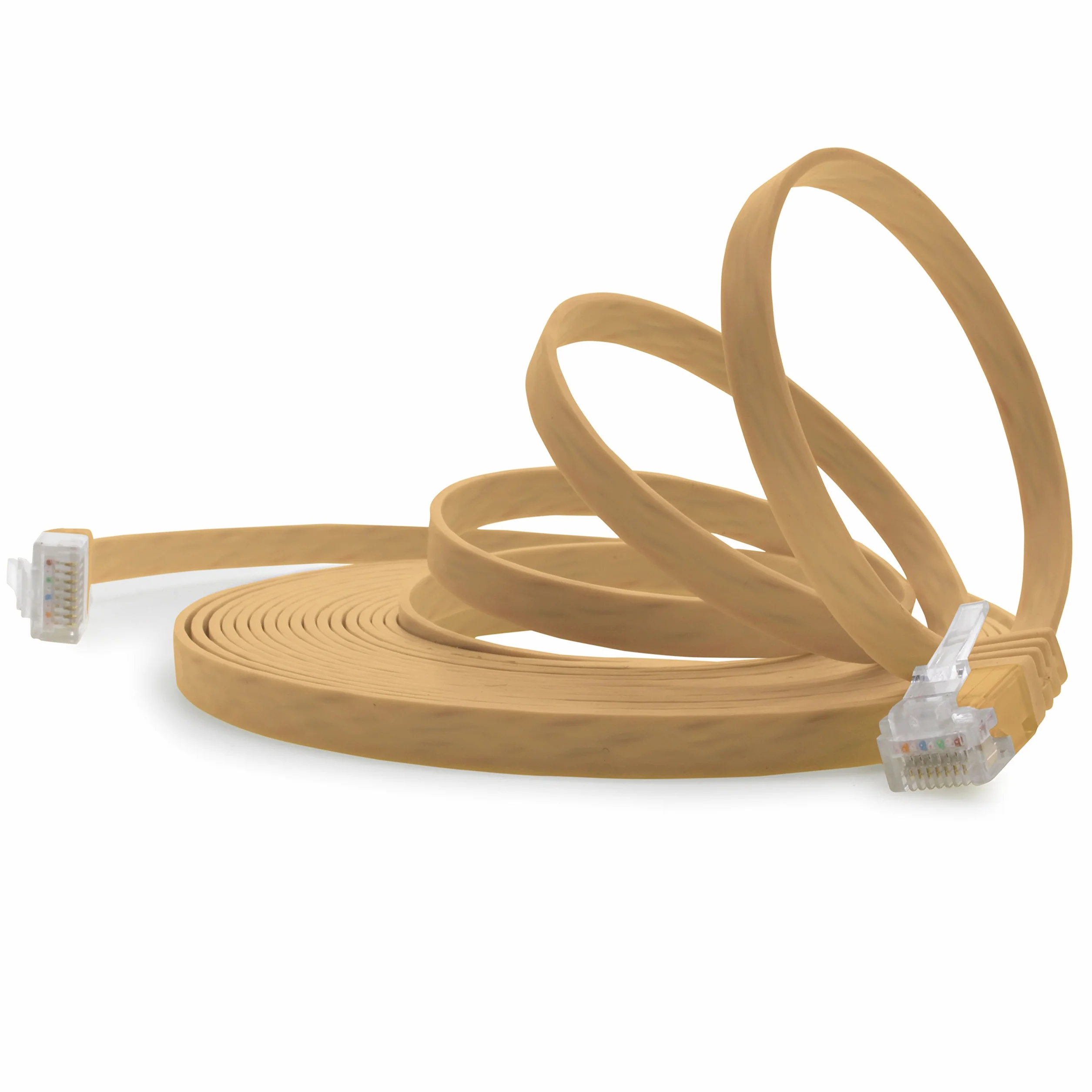 Cat.6 płaski kabel sieciowy Gigabit LAN RJ45 0,25 m jasnobrązowy 1 sztuka