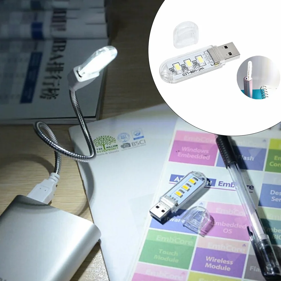 Cerioll Lampa LED USB, LED do laptopa, lampka klawiatury komputerowej, przenośna mini lampa USB, lampa do komputera z 10 mieszanymi światłami LED USB (5 białych + 5 żółtych)
