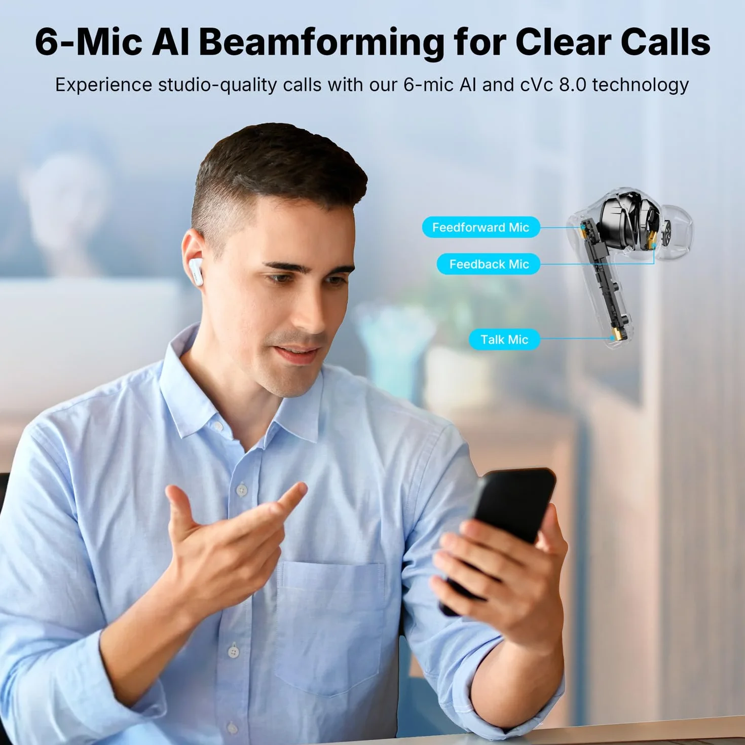 EarFun Air Pro 4+ słuchawki Bluetooth z redukcją szumów, hybrydowy system sterowników, Hi-Res Audio, aptX Lossless, LDAC, 6 Mik. AI połączeń, akumulator 54 godziny, multipoint, rozpoznawanie noszenia