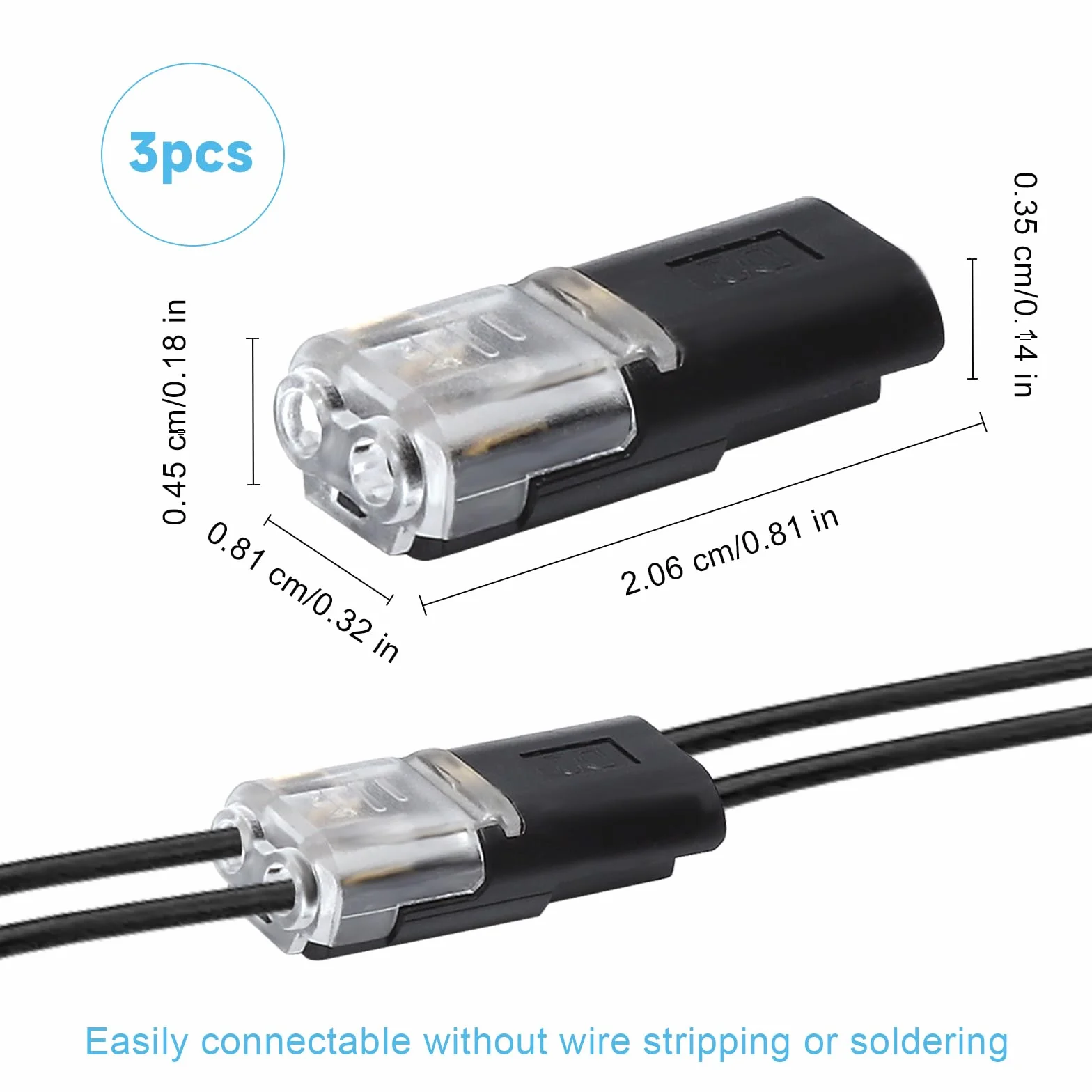 VOSSOT 40 sztuk łączników kablowych 2-biegunowych 12 V do kabli 18-22 AWG