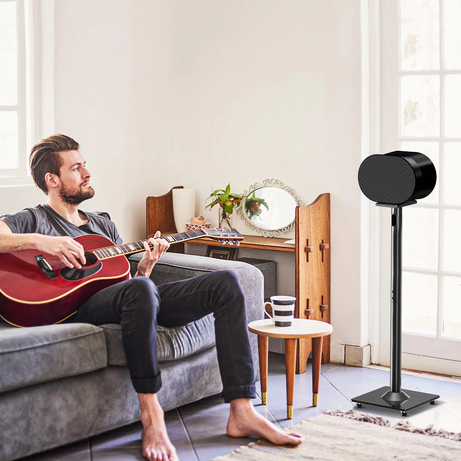 ELIVED Stojak podłogowy Sonos Era 300, wysokość 80,7 cm, czarny, 1 para