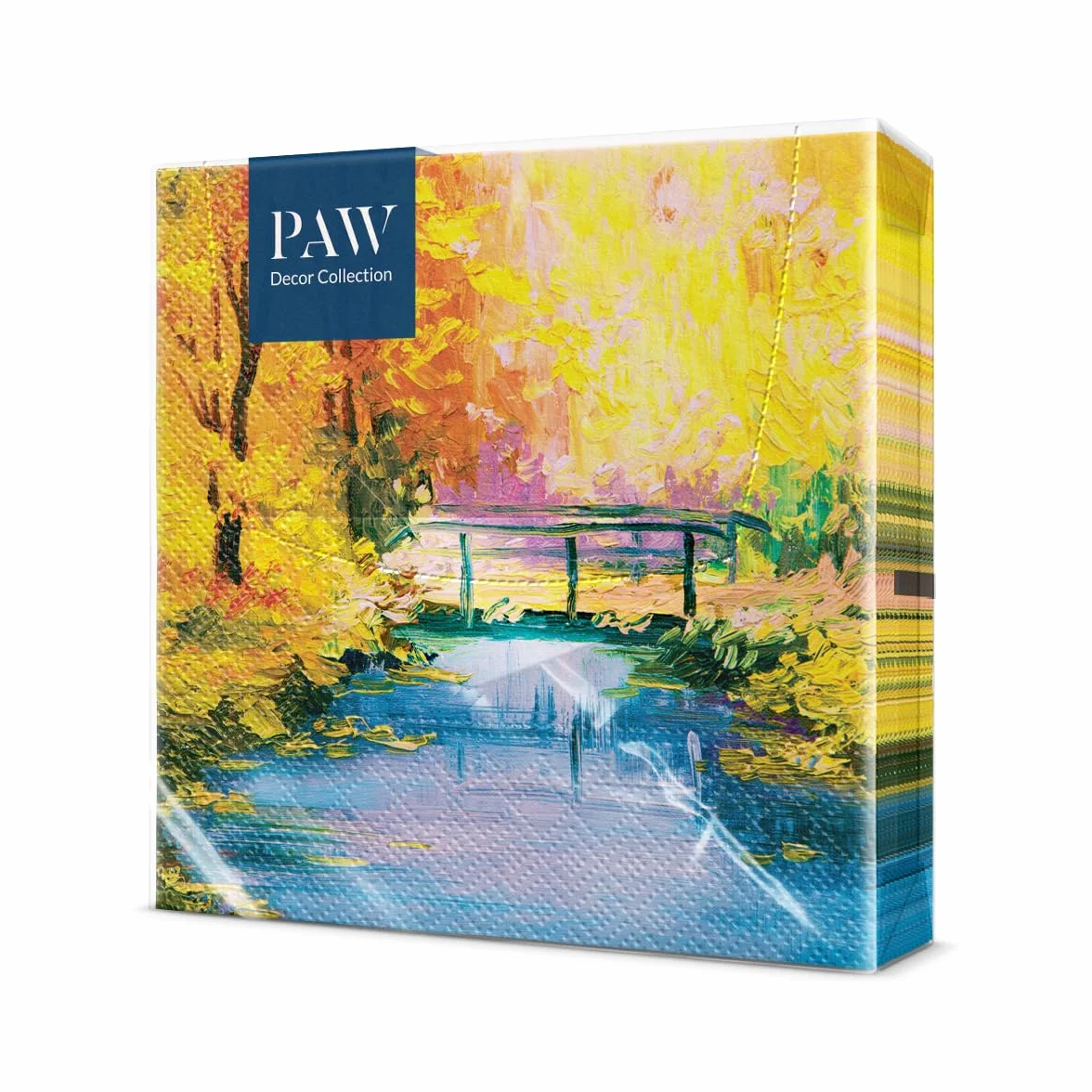 PAW - serwetki 3-warstwowe (33 x 33 cm) I 20 szt. I idealne na urodziny, imprezy, spotkania i jesienną dekorację stołu, kolorowe papierowe serwetki - rustykalny most rzeka drzewa liście I złoty most