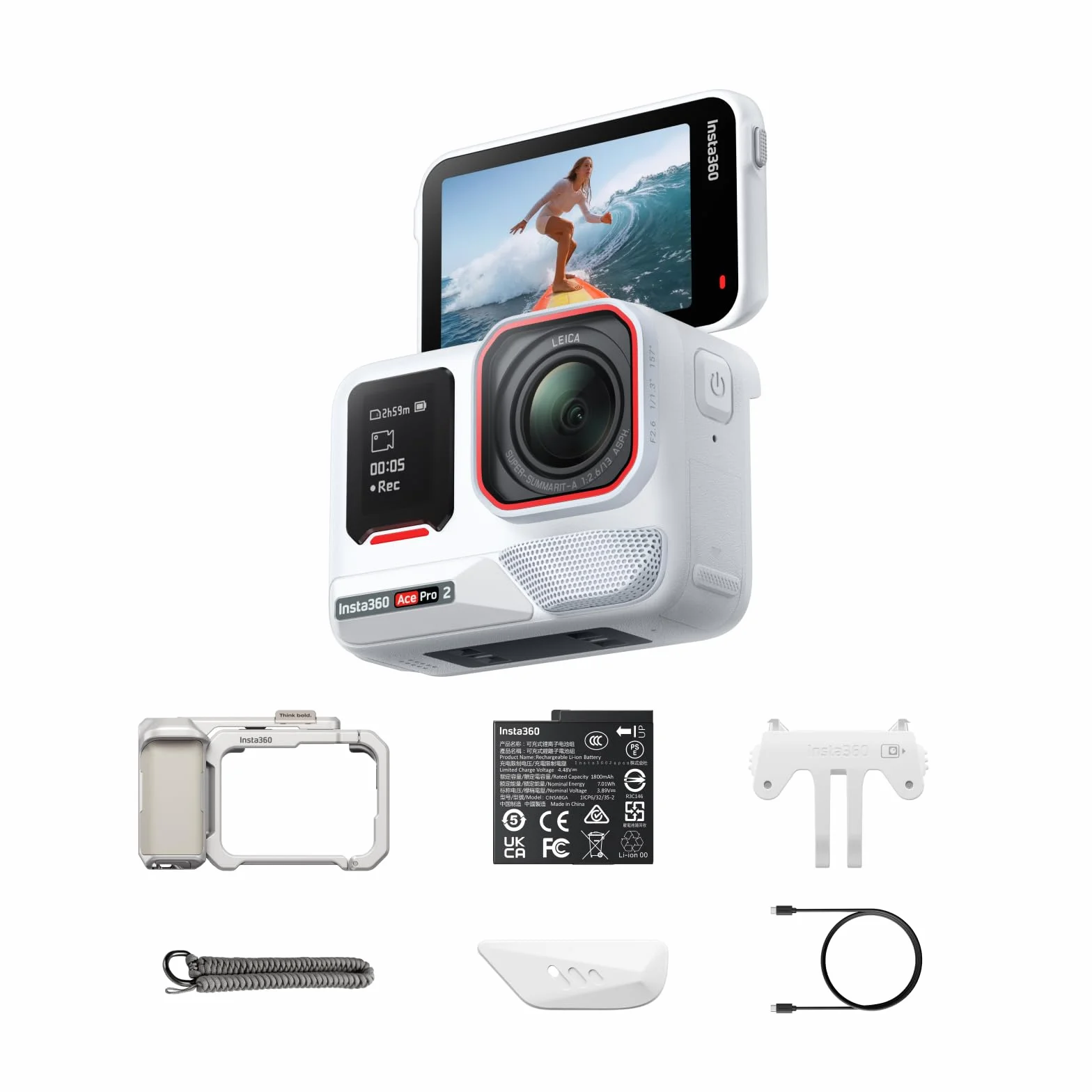 Insta360 Ace Pro 2 Polaris White Limited Edition Xplorer zestaw aparat 8K Leica czujnik 1/1,3" podwójny chip AI