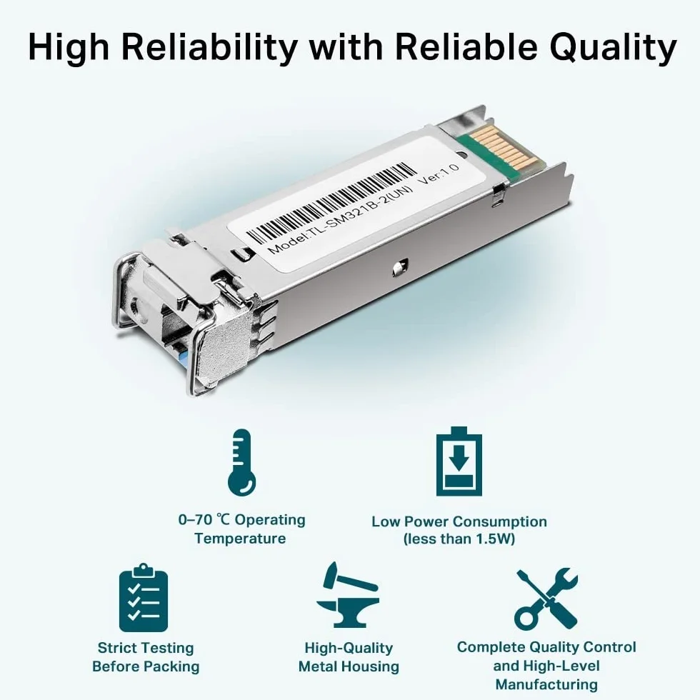 TP-Link TL-SM321B-2 | Moduł SFP 1000Base-BX WDM | LC Simplex | Tx: 1310 nm, Rx: 1550 nm | Zasięg do 2 km