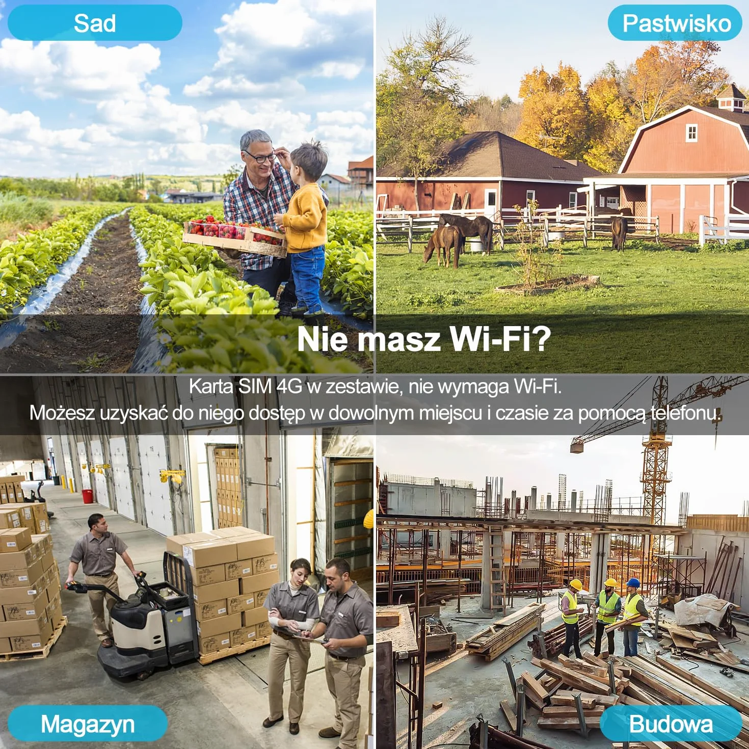 GENBOLT 2K 3G/4G LTE Zewnętrzna Kamera Monitorująca z Kartą SIM, CCTV Bezprzewodowa PTZ Kamera IP, Kolorowe Widzenie Nocne