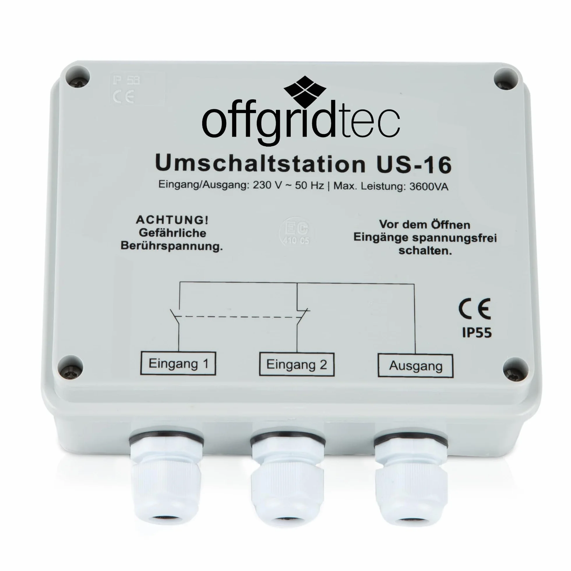 Offgridtec® Stacja przełączająca do przełącznika sieciowego UPS praca US-16 230 V 16 A 3600 W
