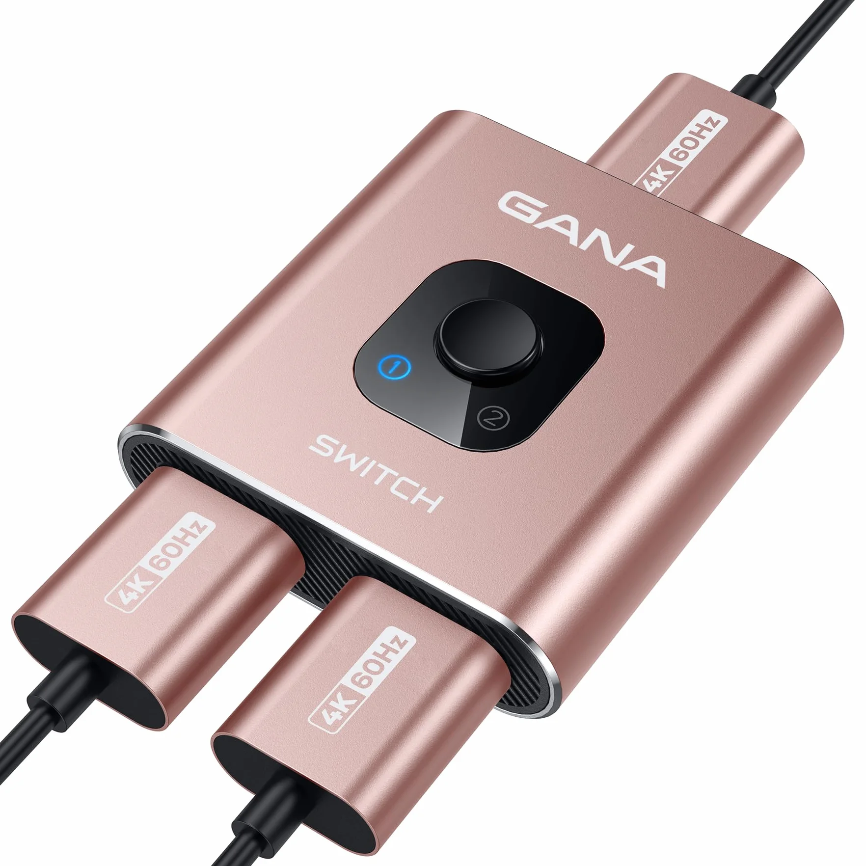 GANA Dwukierunkowy rozdzielacz HDMI Switch 4K 2 wejścia 1 wyjście aluminiowy przełącznik HDMI 4K 3D 1080P różowy