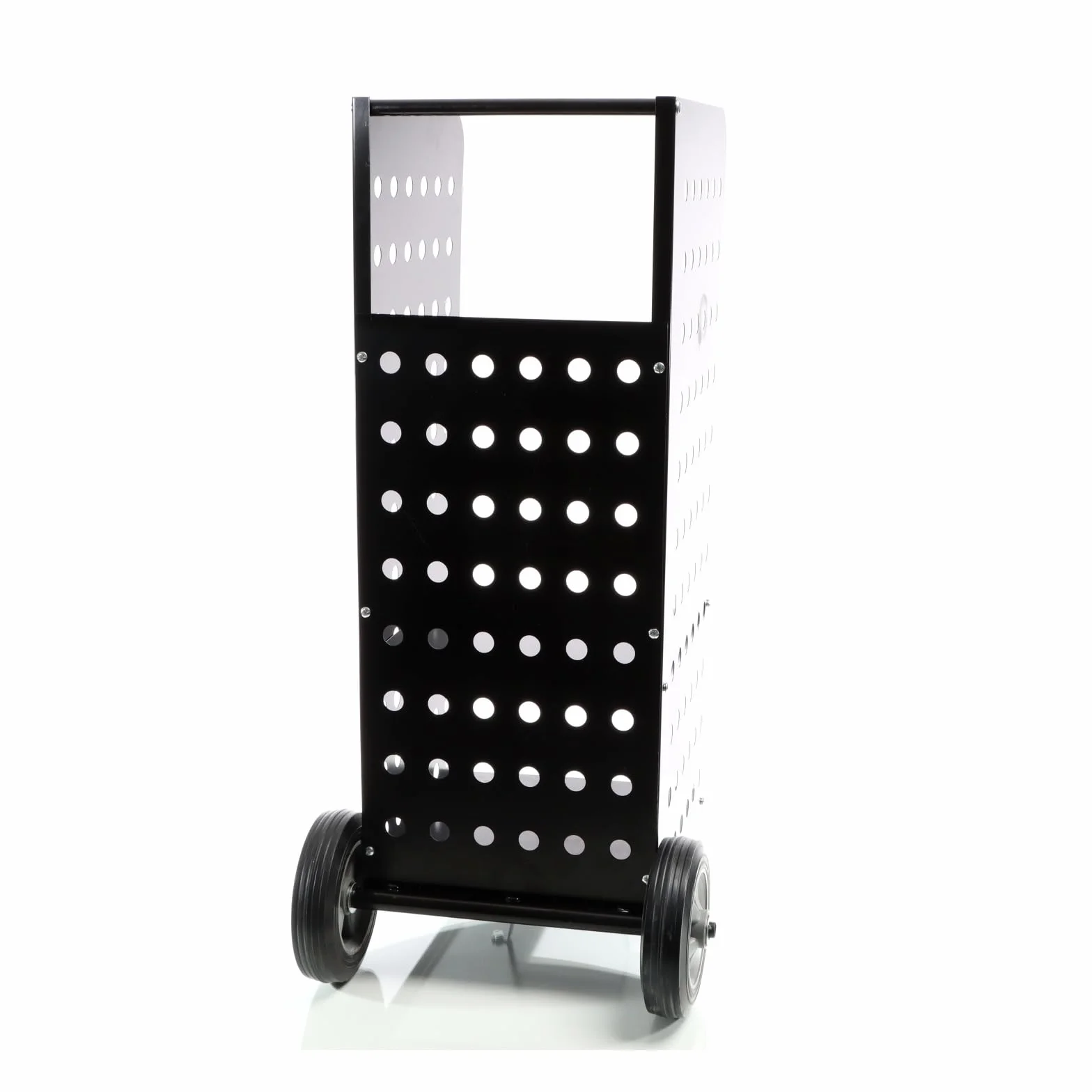 Wiltec Wózek na drewno kominkowe XL o wymiarach 55 x 45 x 104 cm, kosz na pełnych gumowych kółkach, stabilna konstrukcja z blachy perforowanej