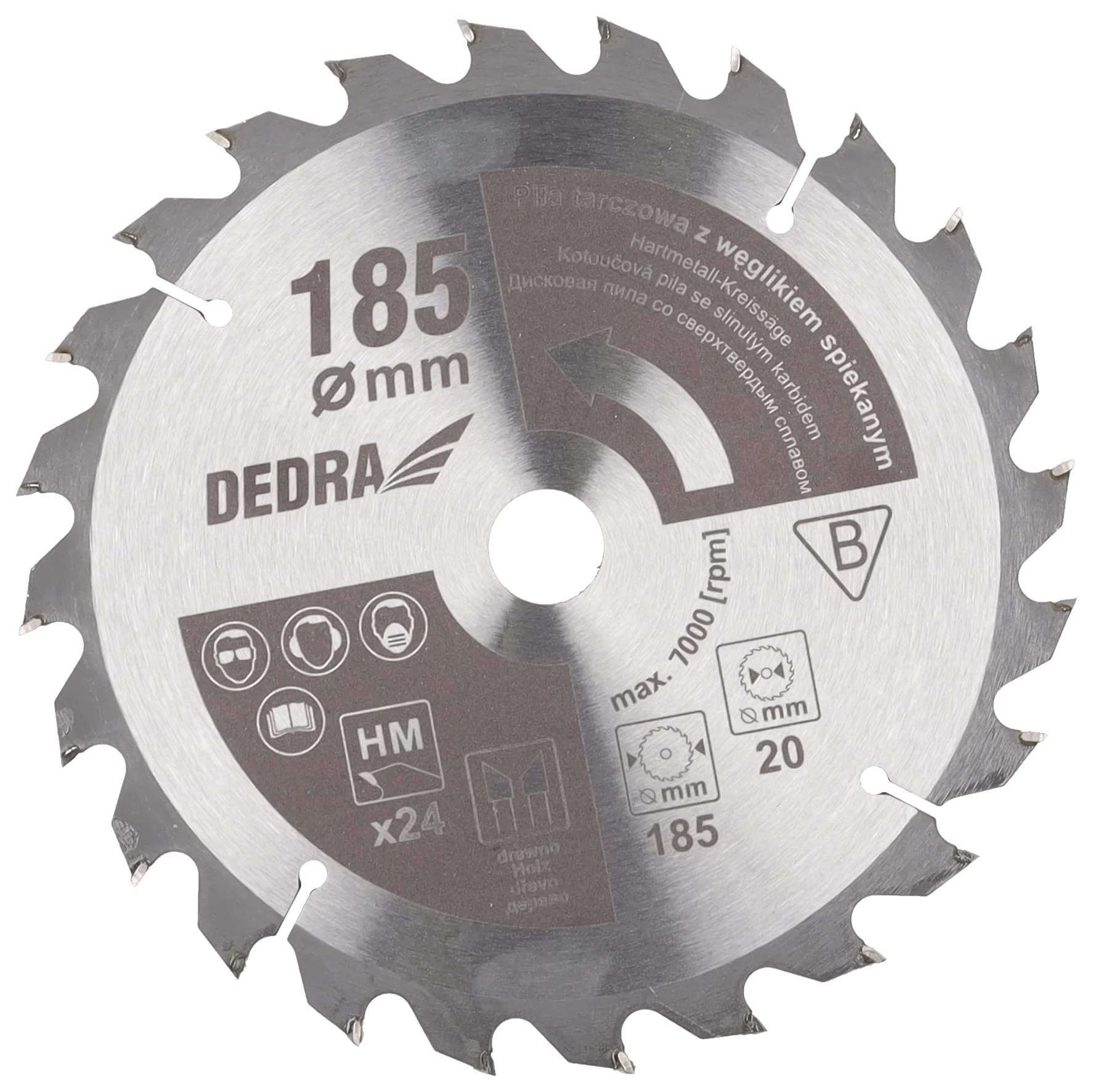 Ręczna piła tarczowa DEDRA mocna 1500 W, brzeszczot do piły tarczowej Ø 185 mm, maks. głębokość cięcia 66 mm, ergonomiczna lekka waga 4,4 kg, softgrip, do drewna i wielu innych