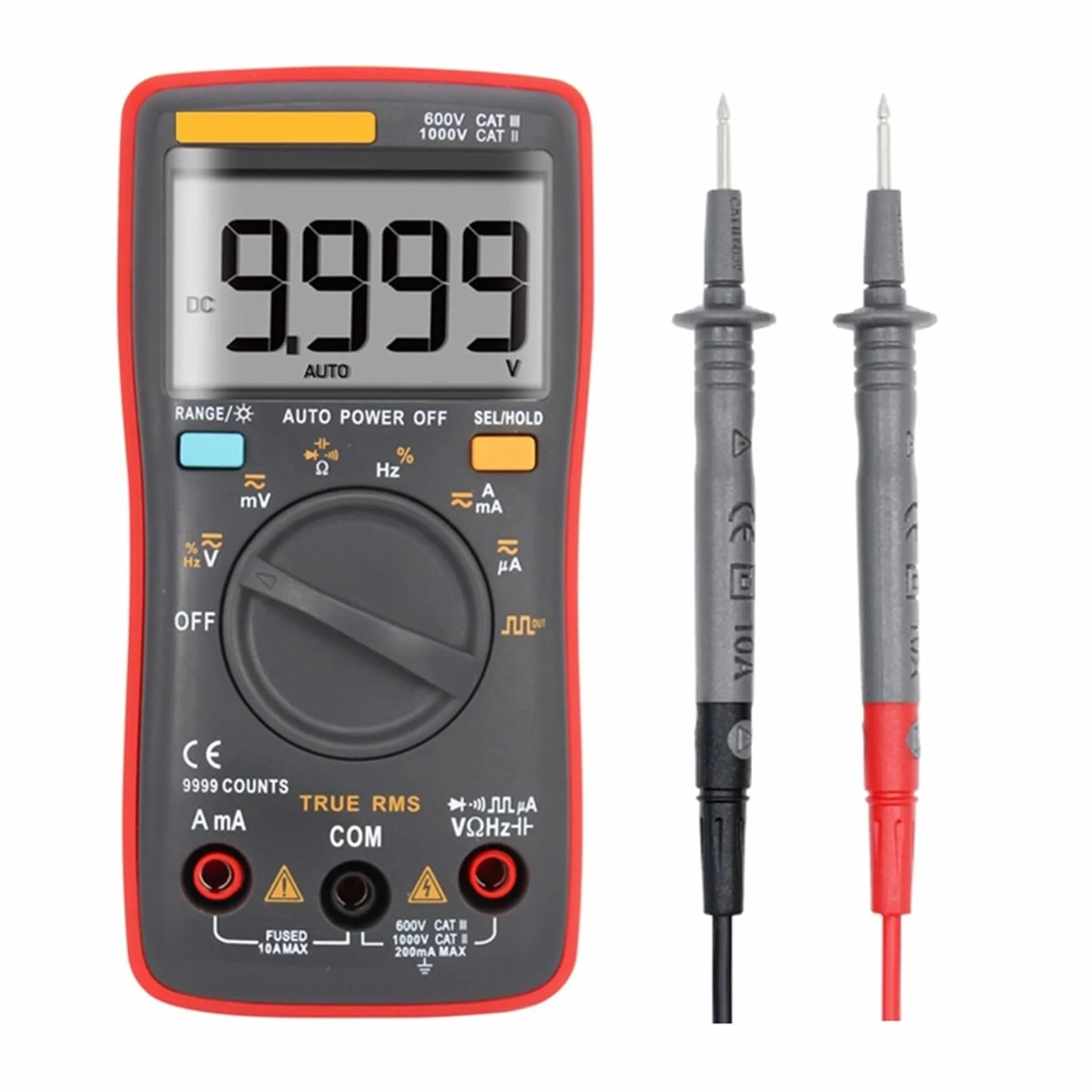 Cyfrowy Multimetr 6000 Zlicza Auto Back Light Woltomierz AC/DC Tester Próbnik Elektroniczny Częstotliwość Dioda Temperatura Szybko Dokładnie Łatwy Odczyt(RM109)