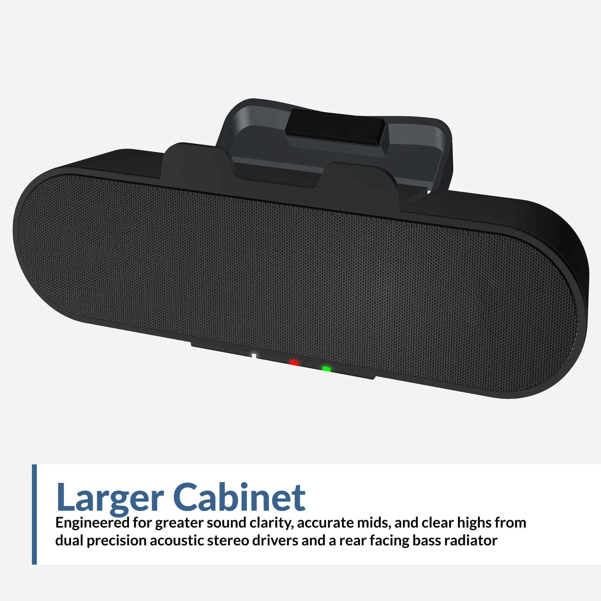 Cyber Acoustics Listwa głośnikowa USB i Bluetooth (CA-2890PRO) Głośnik zasilany przez USB z głośnikiem do PC i Bluetooth do smartfonów, zaciski do monitorów o grubości do 5 cm