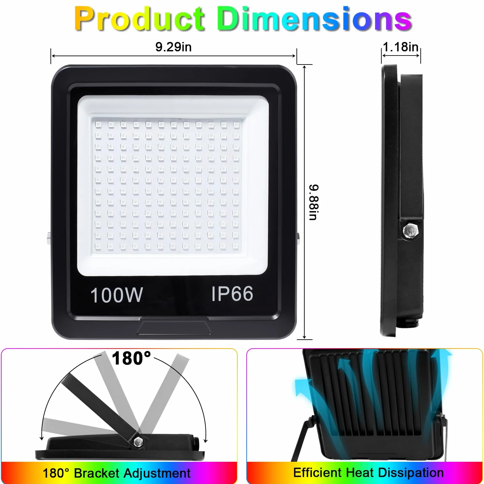 Reflektor LED RGB 100 W Zewnętrzny