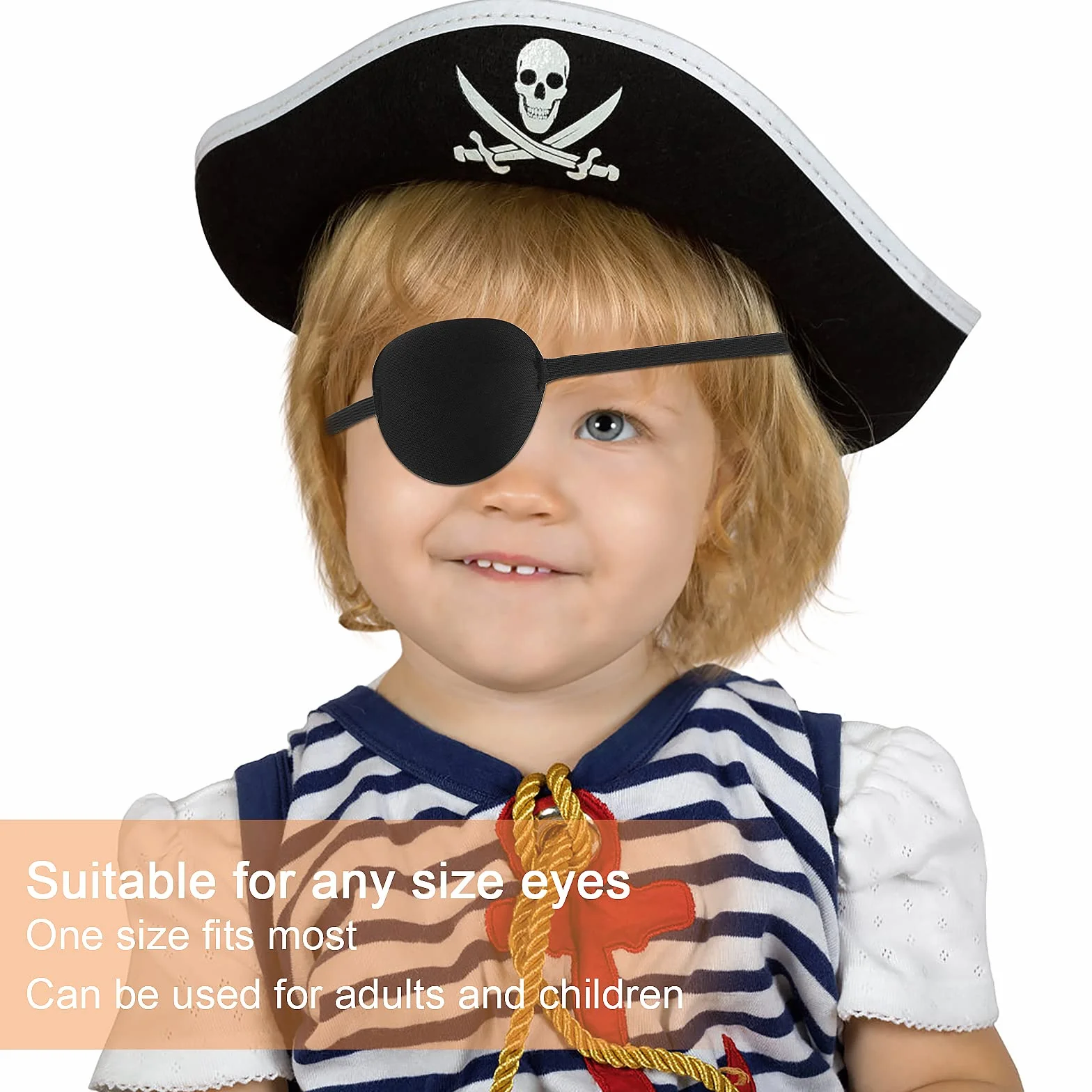 Yolev 2 sztuki opasek na oko, regulowana opaska na oko, medyczna opaska na prawe lub lewe oko, miękka leniwa opaska na oko dla kostiumu pirata, kolor skóry czarny