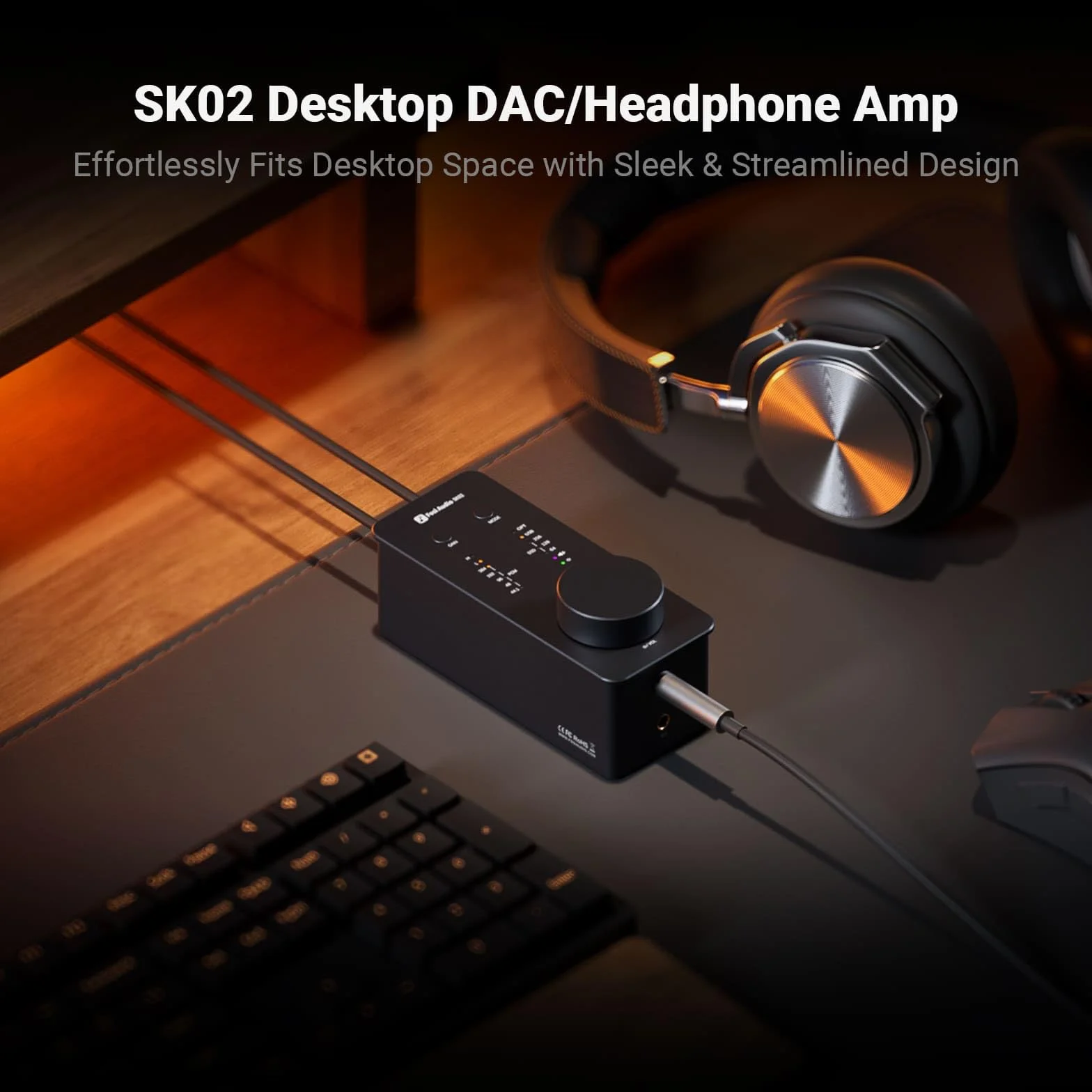 Fosi Audio SK02 DAC Amp Wzmacniacz słuchawkowy Desktop USB C AUX 4,4 mm Zbalansowany