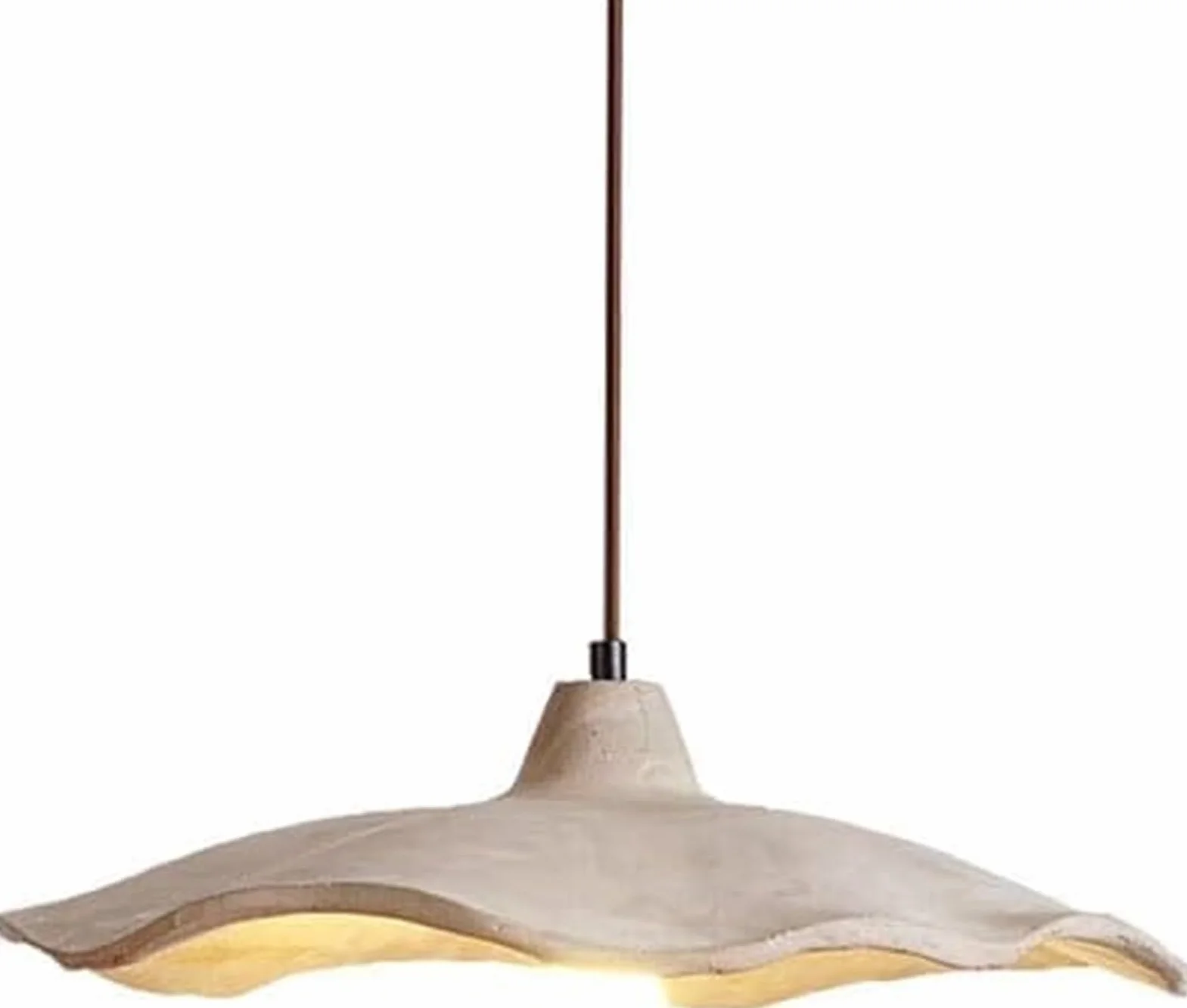 Nordic Grey Concrete Lotus Flower Pendant Lamp Chandelier Hanging Light Ceiling Mid Century Modern For Bedroom Nightstand Bedside Kitchen Island Dining Room(25CM)