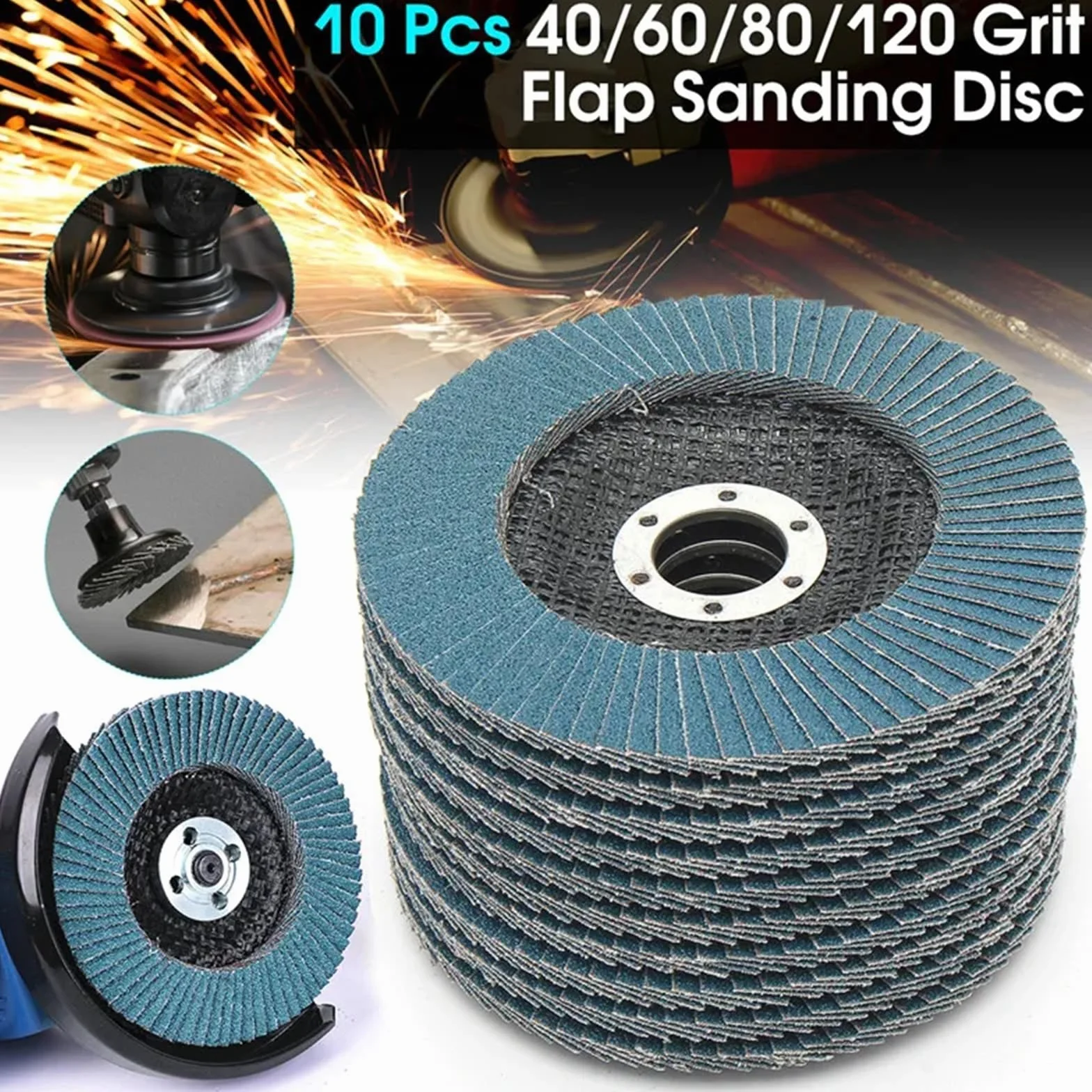 10 sztuk 5 cali 125mm szlifierka kątowa tarcze szlifierskie 40/60/80/120 Grit ściernica tarcze listkowe metalowe plastikowe narzędzie do usuwania drewna narzędzie ścierne