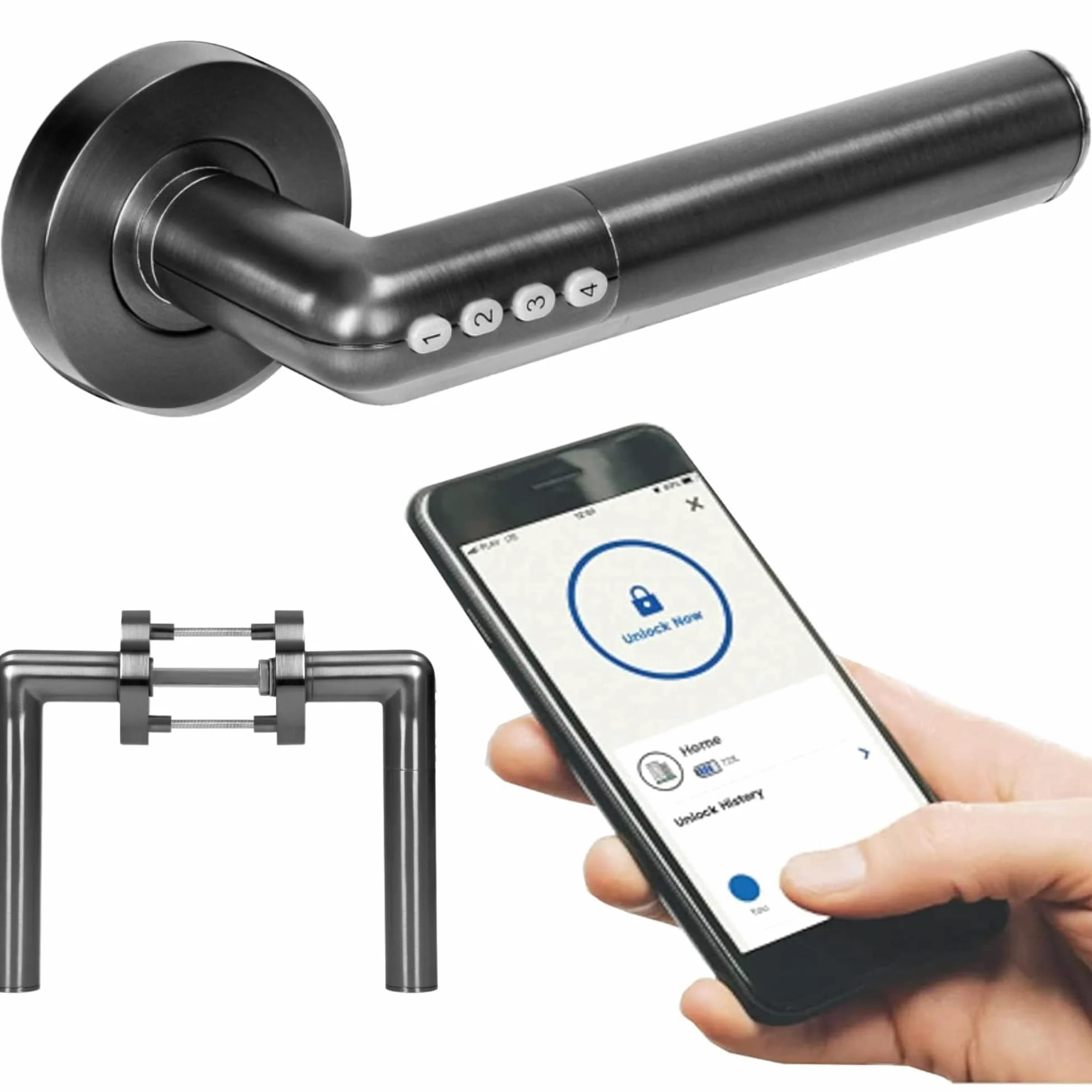 Inteligentny Zamek do Drzwi z otwieraniem za pomocą PIN lub Bluetooth 4.0 Smart IP44 (czarna)