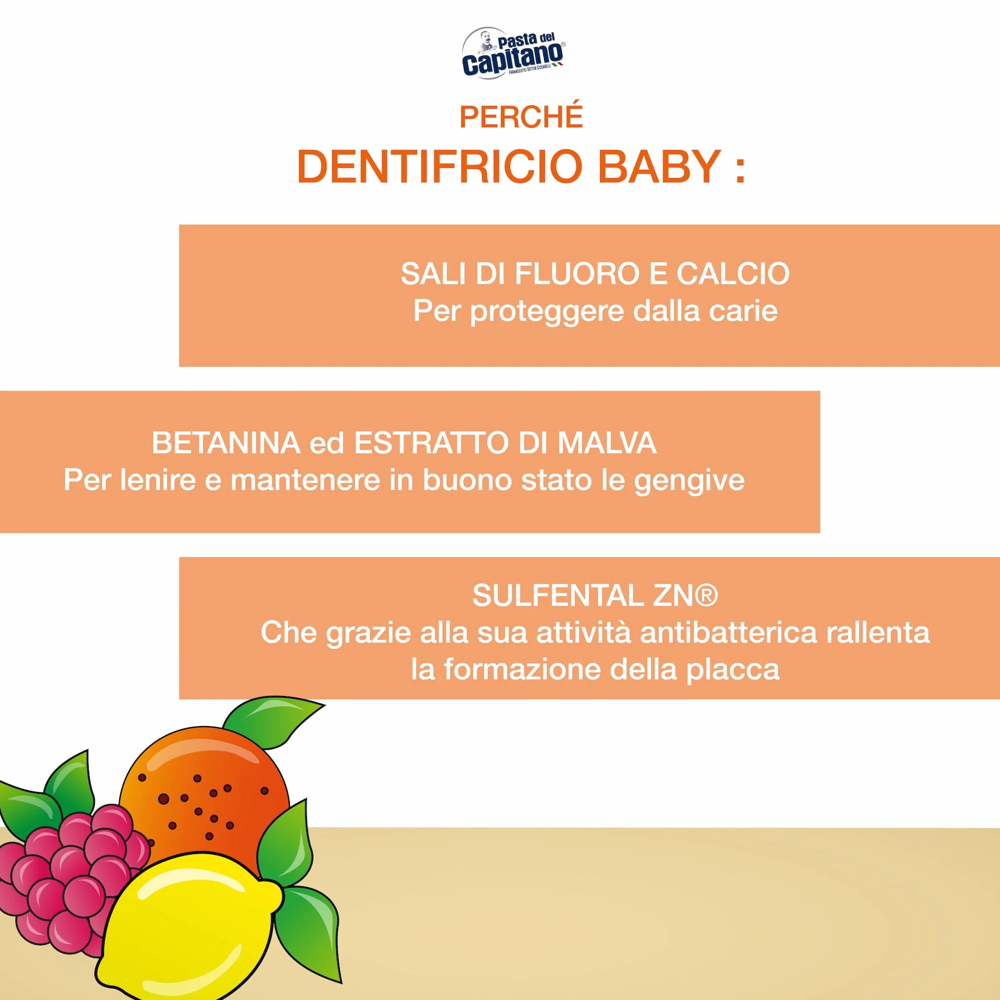 Pasta Del Capitano Baby/Junior + 3 Lata - Tuttifrutti, 75 Ml
