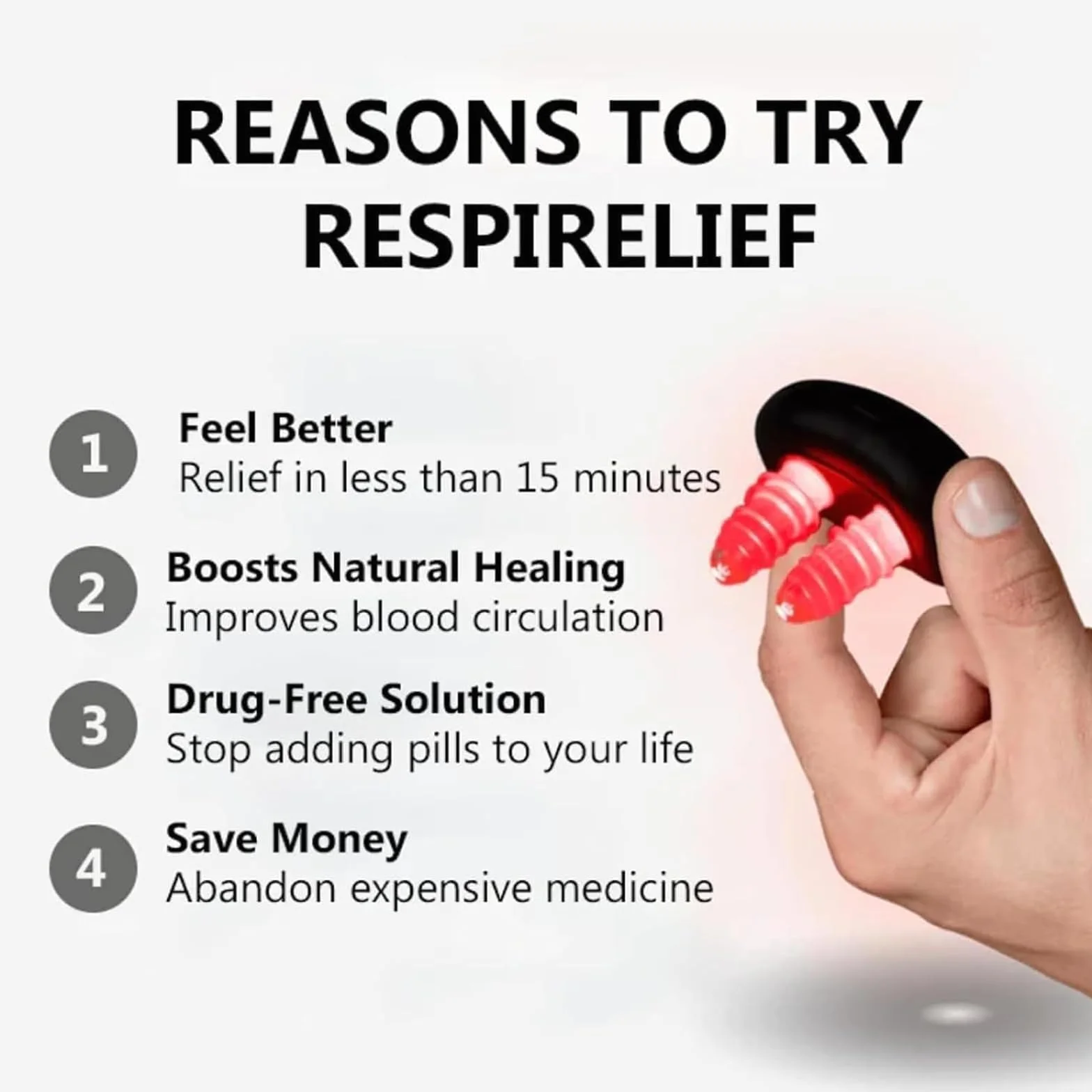 Respi-Relief przyrząd do terapii nosa z czerwonym światłem, terapia światłem czerwonym do nosa, przyrząd do terapii nosa na czerwonym świetle, urządzenie do terapii zatkanego nosa (3 szt.)