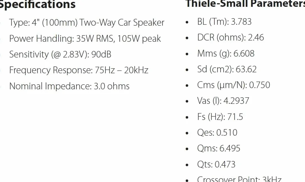 JBL Club 44F Gen 3 – 100 mm zestaw głośników samochodowych firmy Harman Kardon do doskonałych głośników samochodowych – 35 W RMS 105 W Max, wysoka czułość, intensywne basy i imponujące pasmo wysokiej