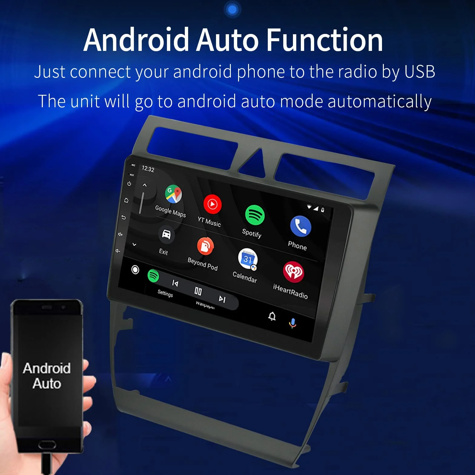 EZoneTronics Carplay Radio Android Auto dla Audi A6 C5 1997-2004 S6 1999-2004 9-calowy ekran dotykowy GPS Nawigacja Bluetooth USB Wifi 1G RAM 32G ROM