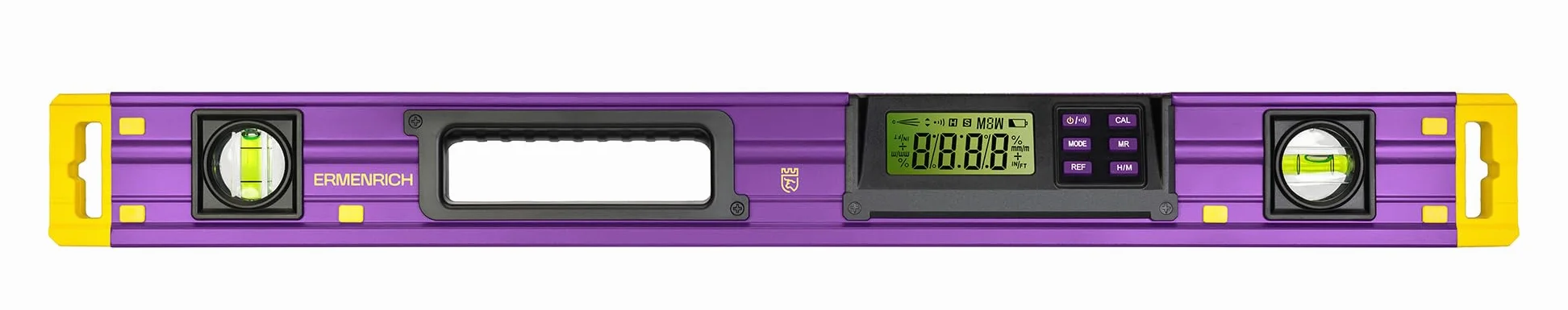 Verk LY60 Poziomica Cyfrowa LCD Kątomierz 60 cm | Inklinometr 4x90°, 2 Libelle, Ekran LCD, 4 Tryby Pomiaru, Magnetyczna Podstawa V, Drewno, Budowa