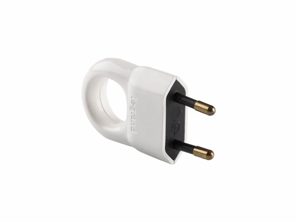 Legrand 050312 – Wtyczka z uchwytem pierścieniowym (10 A, 2300 W, 230 V) biała
