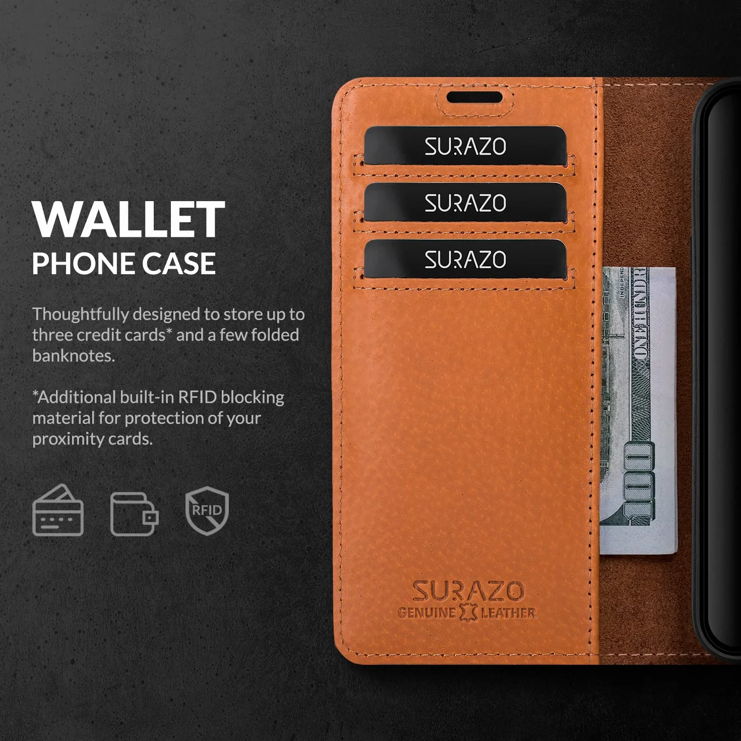 SURAZO Etui na Google Pixel 8a z Prawdziwej Skóry Składane Ochronne z Magnesem RFID Wallet Case Cover (kwiatowy wzór)