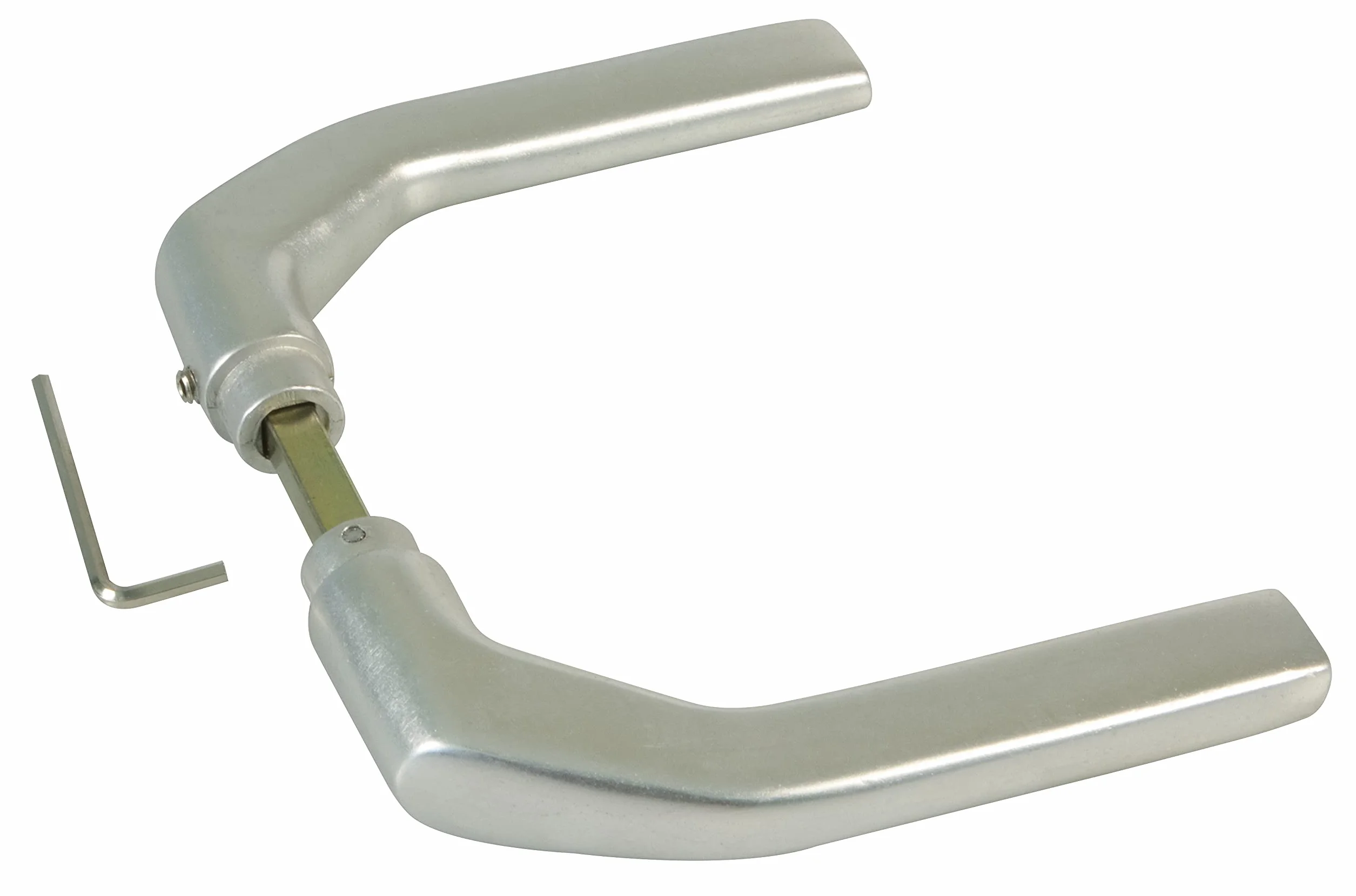 Amig - Zestaw srebrnych klamek aluminiowych bez płytki idealny do drzwi wejściowych i wejściowych - 130 x 61 mm · Maksymalna grubość drzwi 65 mm | Funkcjonalna, dekoracyjna i nowoczesna rączka z korbą
