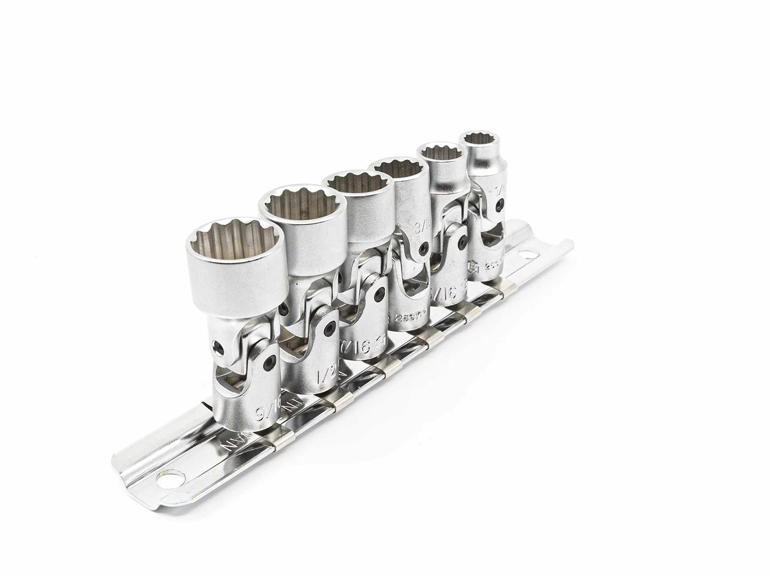 Genius Tools 6-częściowy uniwersalny zestaw nasadek ręcznych 1/4" Drive SAE (12-punktowy), matowe wykończenie - US-206S