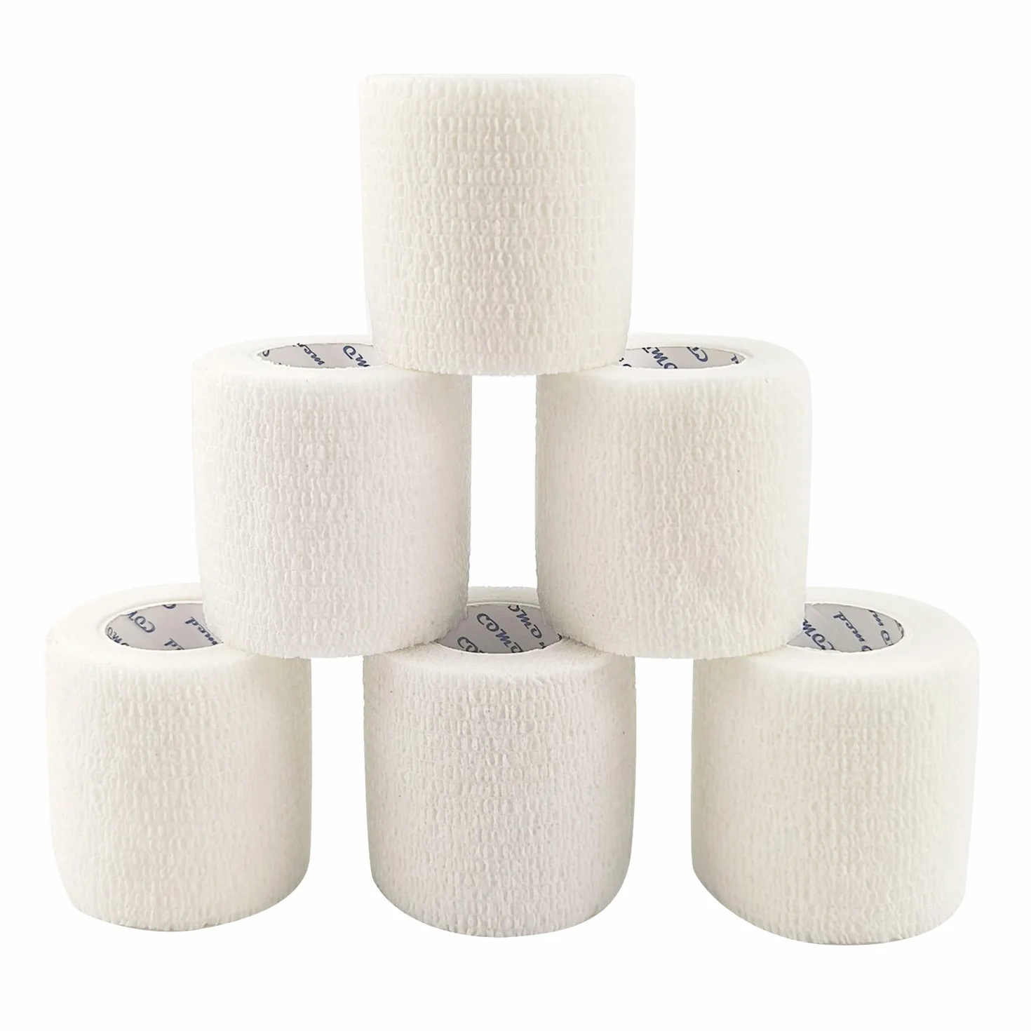6 Rolls Cohesive Bandage White 5 cmX4,5 m, elastyczny bandaż, nietkana spójność, taśma sportowa, owijana tłuszcz, bandaż owijany, Suitable for Sensitive Skin…