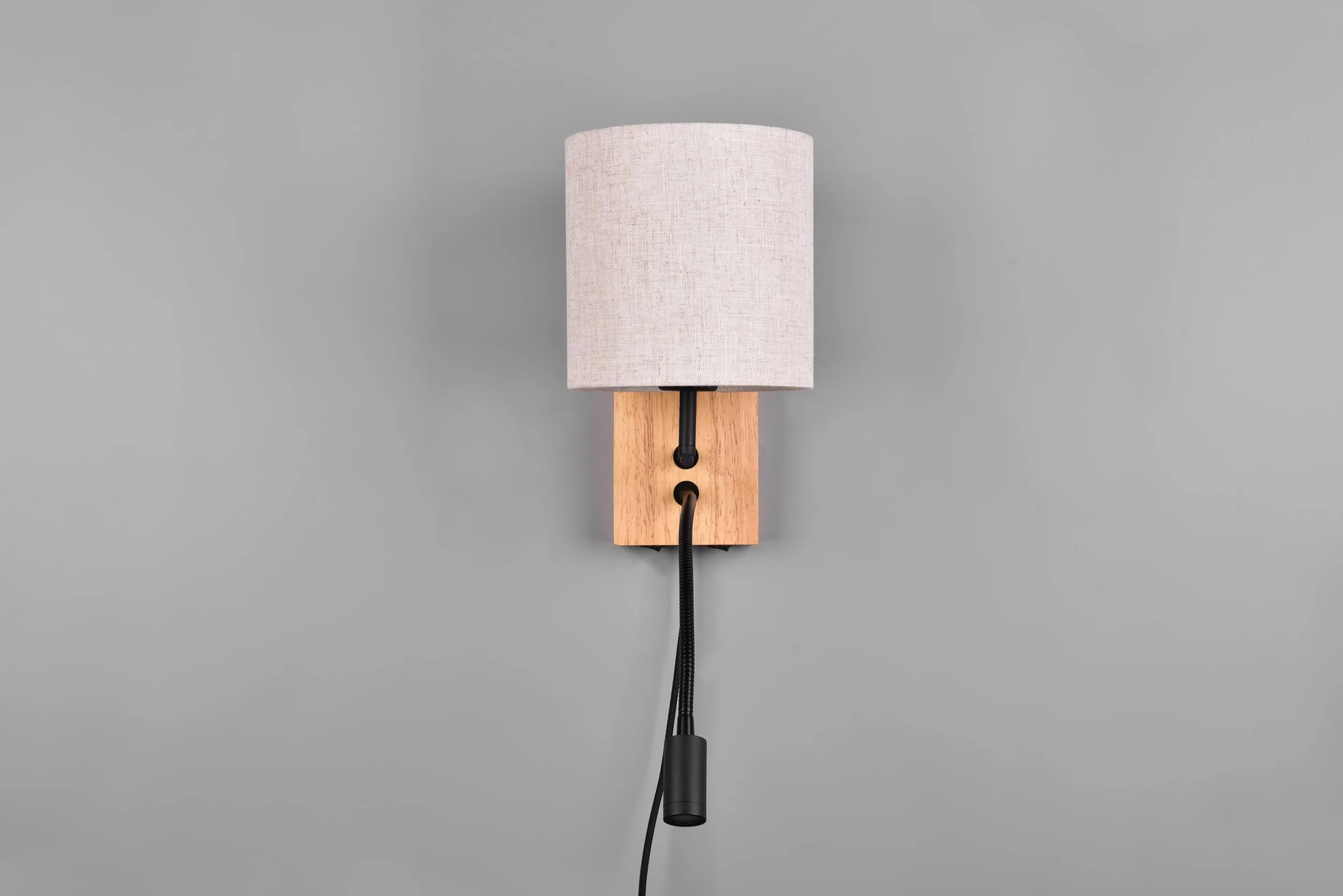 Trio Leuchten Kinkiet NILAM naturalne drewno abażur E27 LED 3,1 W Flex Connect