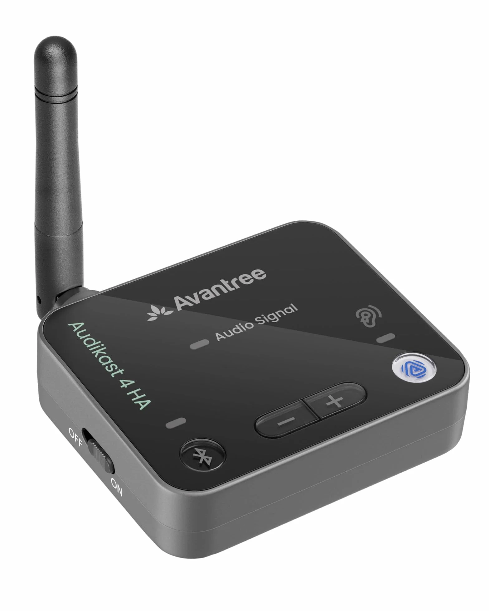 Avantree Audikast 4HA Auracast nadajnik i streamer telewizyjny do wybranych urządzeń audio Auracast, osobiste słuchanie telewizji na własną głośność, optyczne i AUX, przyszłościowe i możliwość