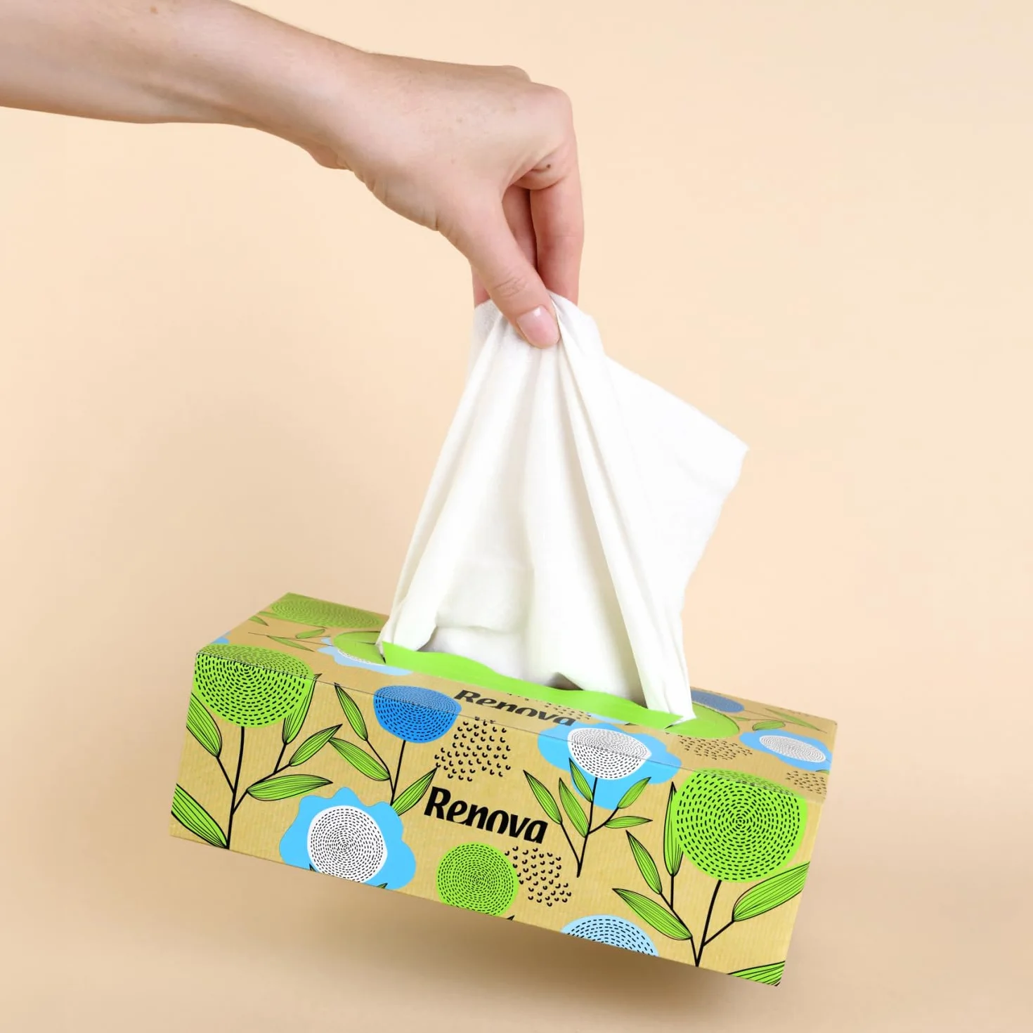 Renova Chusteczki do twarzy Renova Recycled | Opakowanie 70 chusteczek | Papier z recyklingu | Certyfikat FSC i Ecolabel