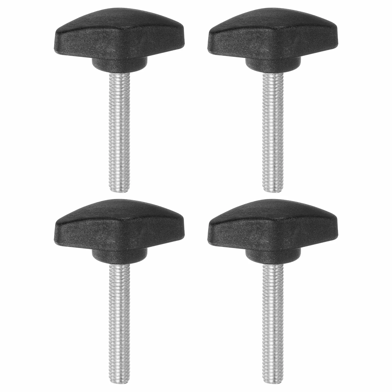 QUARKZMAN 4 sztuki gałek motylkowych T, śruby radełkowane, M6 x 40 mm, standardowy gwint zewnętrzny, guziki T z tworzywa sztucznego, uchwyty, gałki zaciskowe, uchwyt śruby radełkowane, czarne