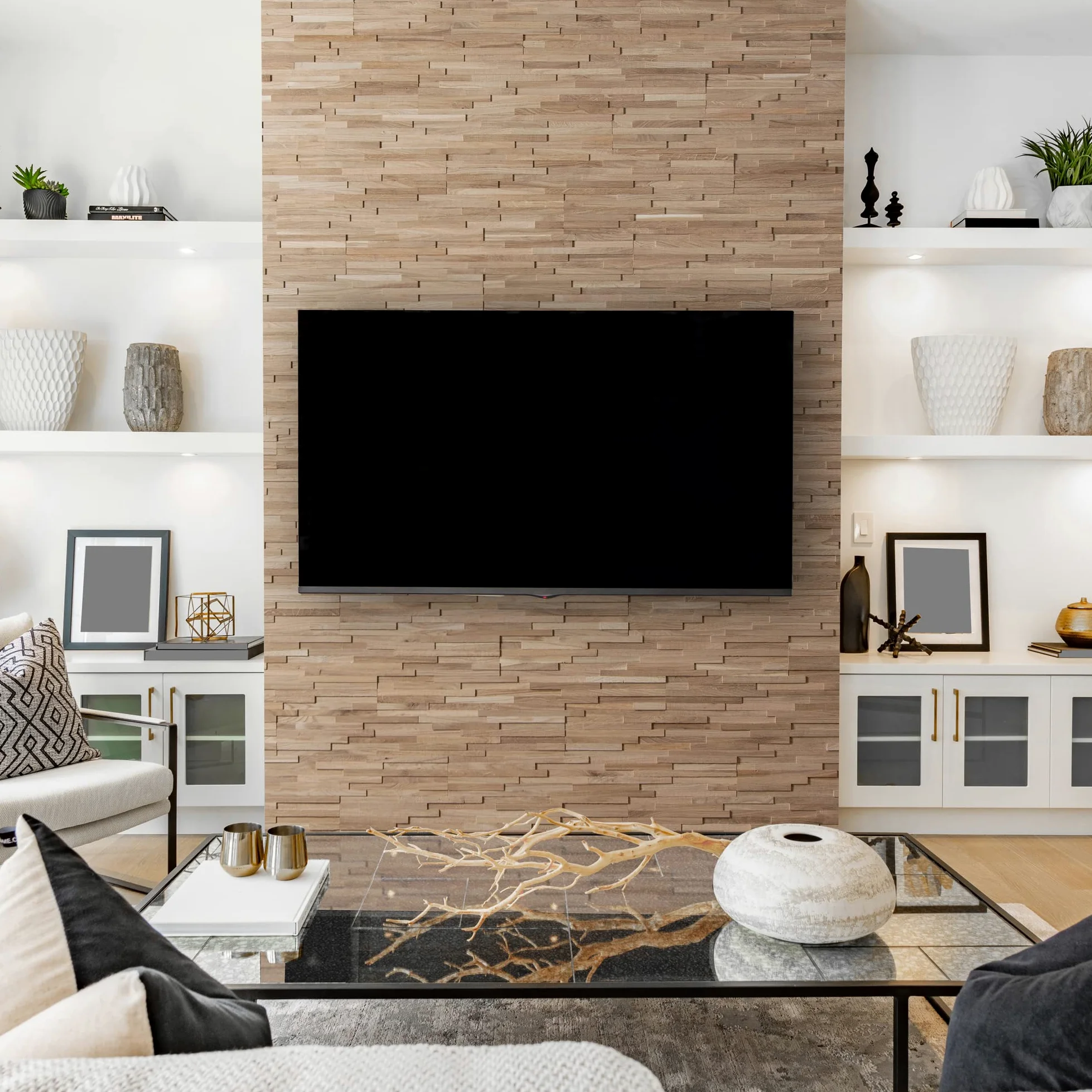 Drewniana okładzina ścienna o wyglądzie 3D, naturalne panele ścienne z drewna dębowego Wooden Wall Design model ACE (1 m2)