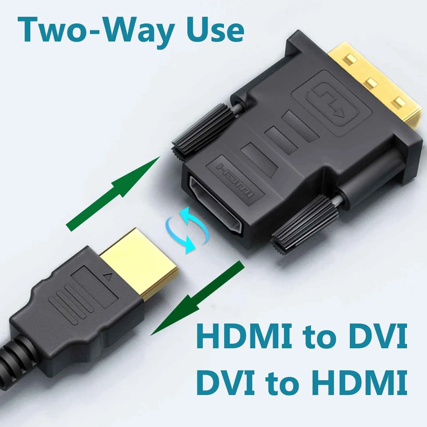 Adapter DVI na HDMI, dwukierunkowy adapter HDMI na DVI-D F/M Adapter DVI - HDMI 1080p Full HD z pozłacanymi złączami