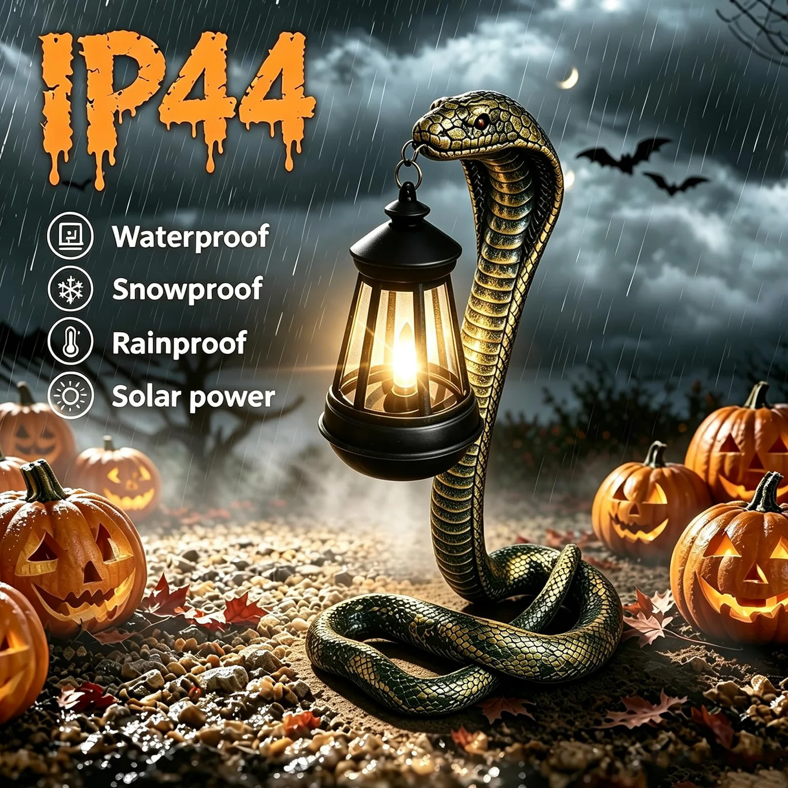 Statua węża do ogrodu i domu, oświetlenie solarne na zewnątrz, idealna do ogrodnictwa, prezenty dla kobiet, mamy, babci, na Halloween, dekoracyjne światła (brązowy)