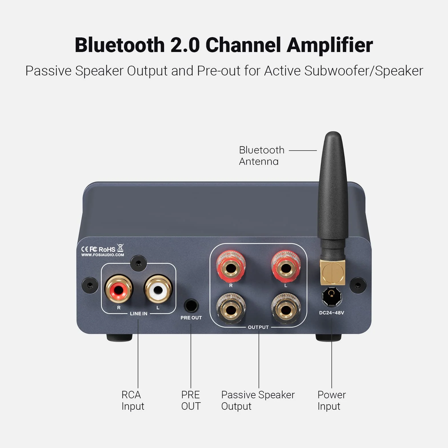 Fosi Audio BT20A Pro 300W x2 TPA3255 Bluetooth 5.0 Wzmacniacz Stereo 2-Kanałowy Mini Hi-Fi Klasy D