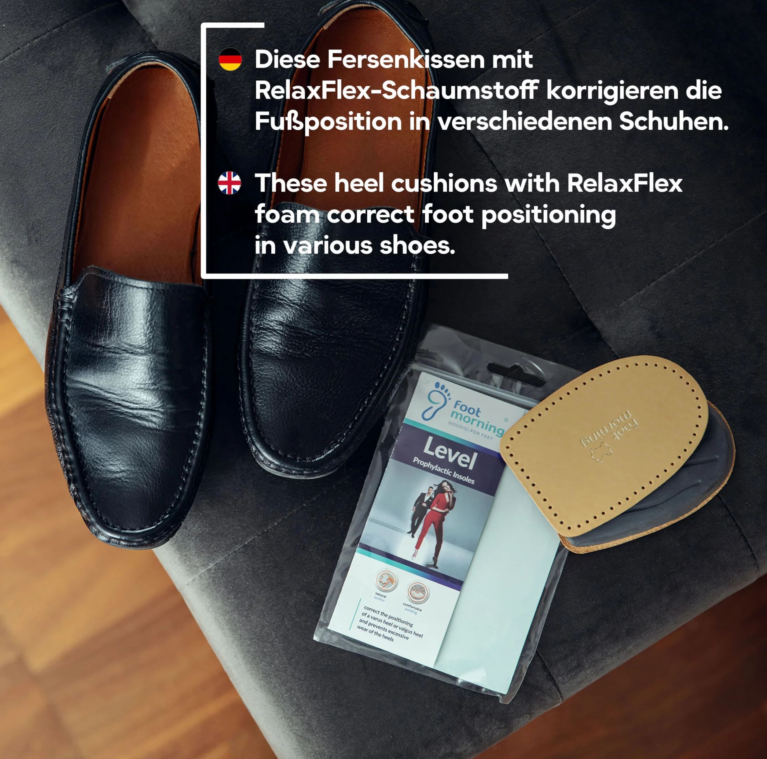 Podpiętki do Butów (1 Para) – Podpiętka Wyrównująca z Beżowej Skóry i Pianki – Samoprzylepna Wkładka dla Mężczyzn i Kobiet (44-46 EU)