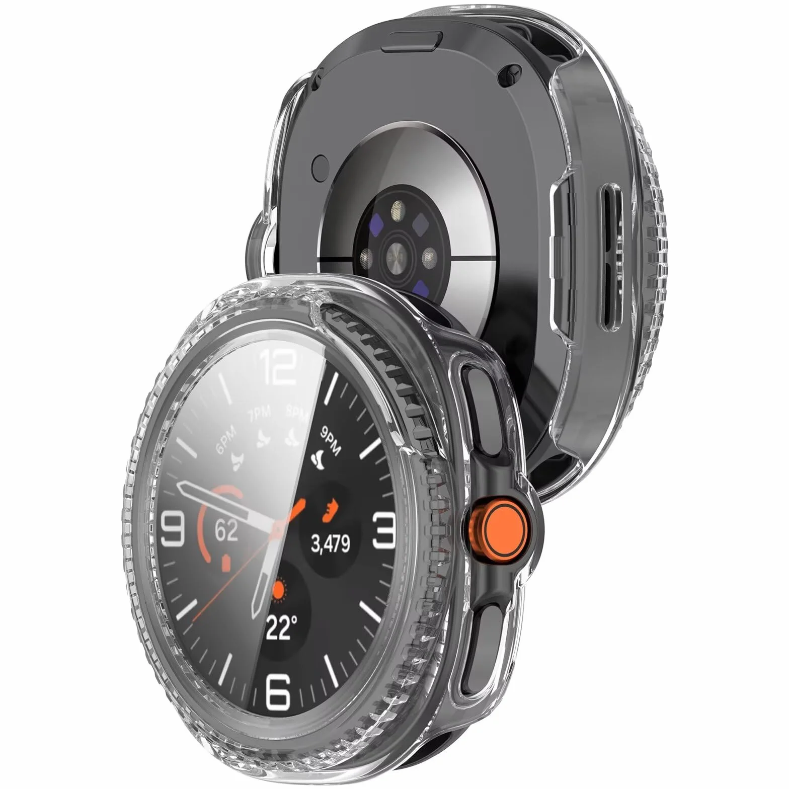 FTRONGRT Etui kompatybilne z Samsung Galaxy Watch 8 Classic, PC + folia hartowana, odporna na zarysowania wszechstronna obudowa ochronna. Przezroczyste