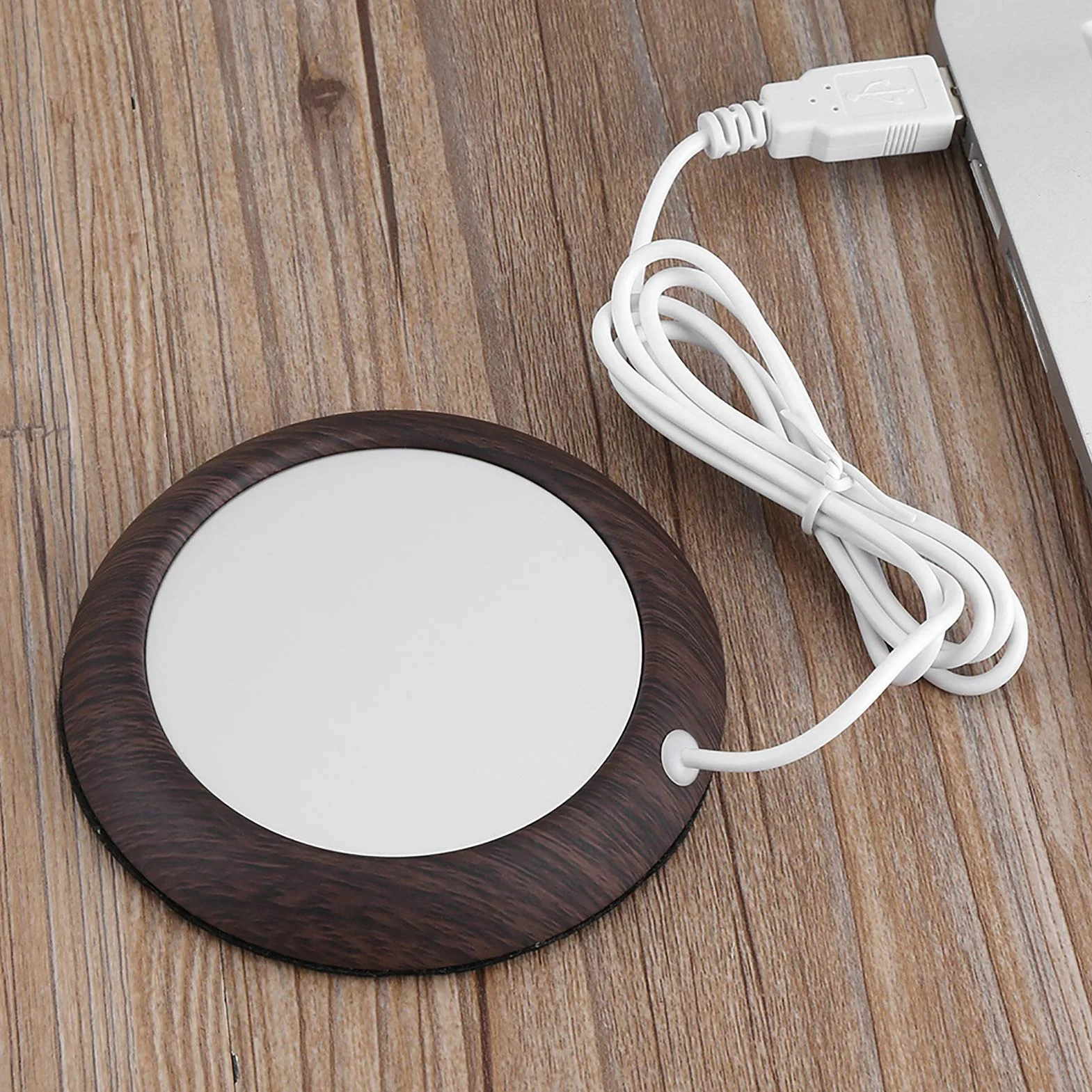 Podgrzewacz do kubłów USB 5 V dla kawy herbaty z drewna orzechowego podkładka grzewcza do domu biura podróży, użytkowanie codzienne, małe kuchnie, biurko