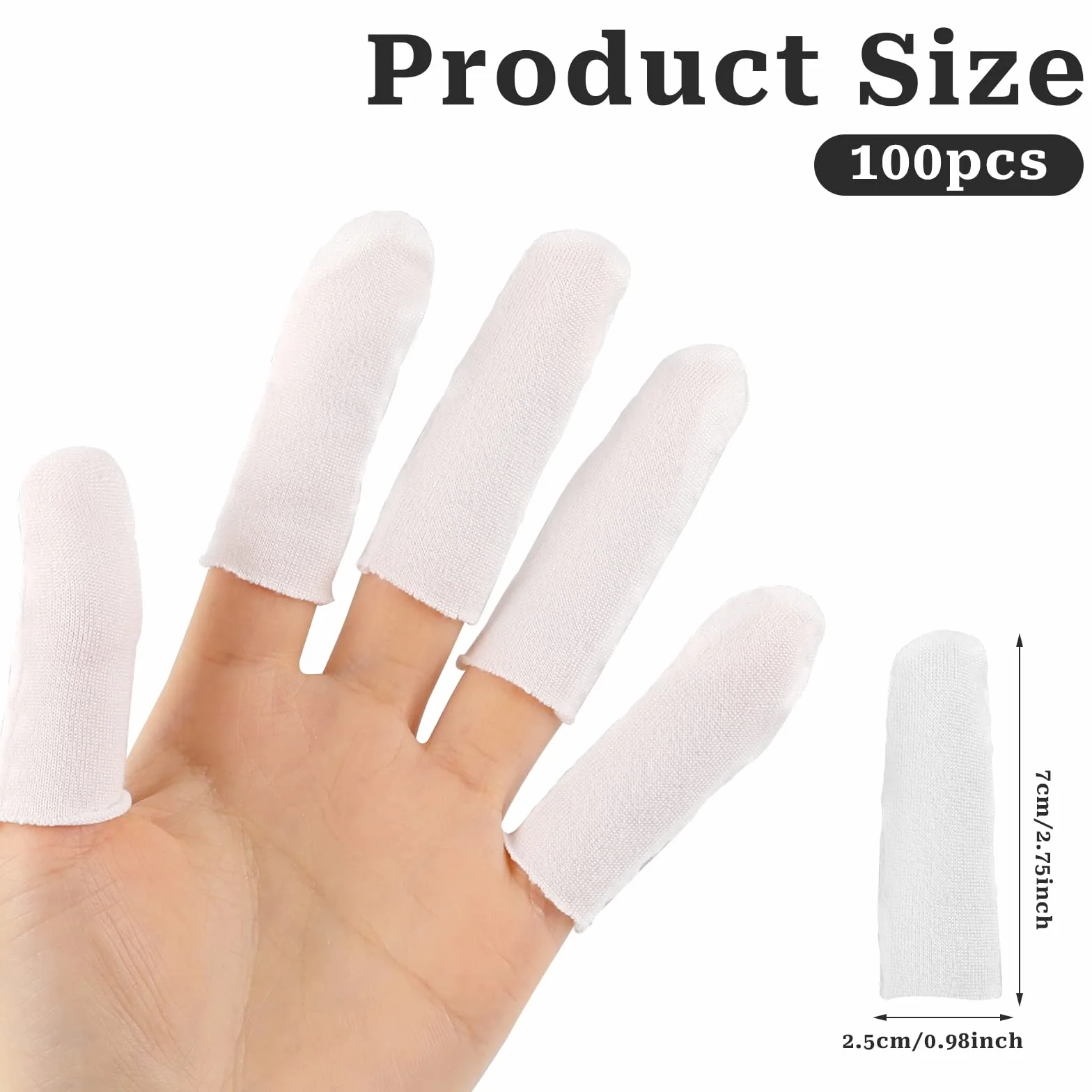 100 sztuk ochraniaczy na palce Cotton Finger Cots z bawełny, regulowane ochraniacze na palce Anti Scratch, nakładki na palce, wygodne i oddychające, pochłaniają pot (White)