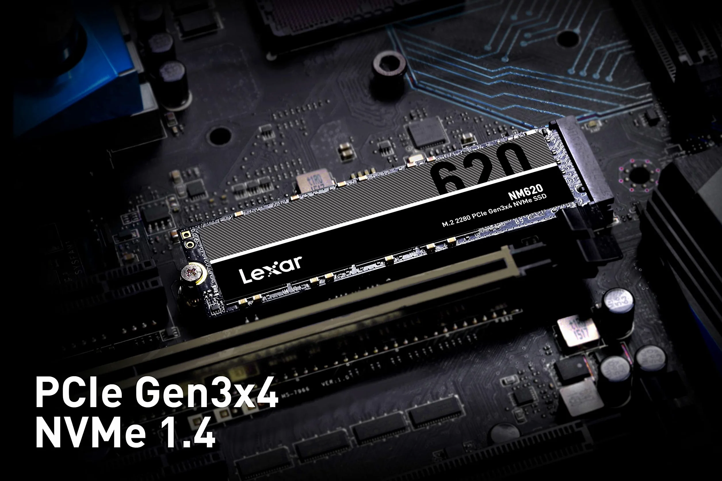 Lexar NM620 512GB SSD, M.2 2280 PCIe Gen3x4 NVMe 1.4 Wewnętrzny Dyski SSD, do 3500MB/s Odczyt , 2400 MB/s Zapisu, dla Entuzjastów Komputerów PC i Graczy