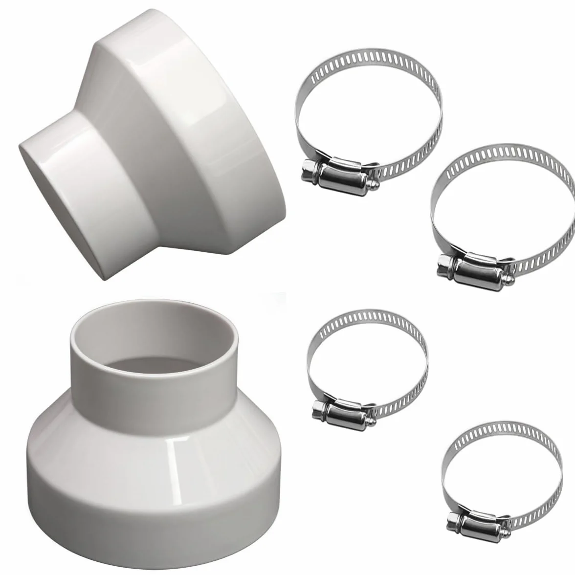 2 szt. Adapter węża do wyciągania okapu kuchennego, adapter węża 100 mm do 75 mm, reduktor do rur wentylacyjnych i redukcji średnicy.
