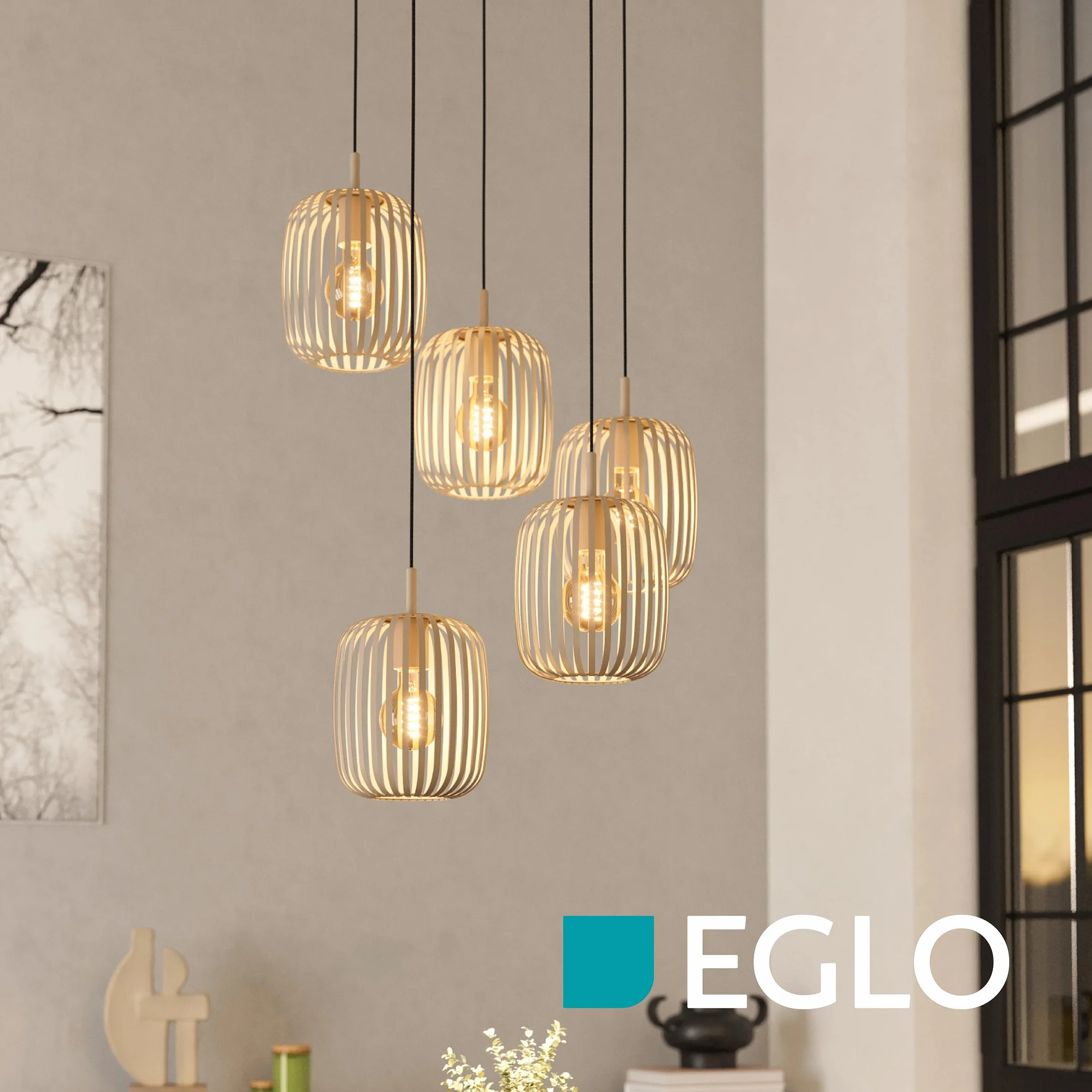 EGLO Lampa wisząca Romazzina, klasterowa lampa sufitowa 5-płomienna